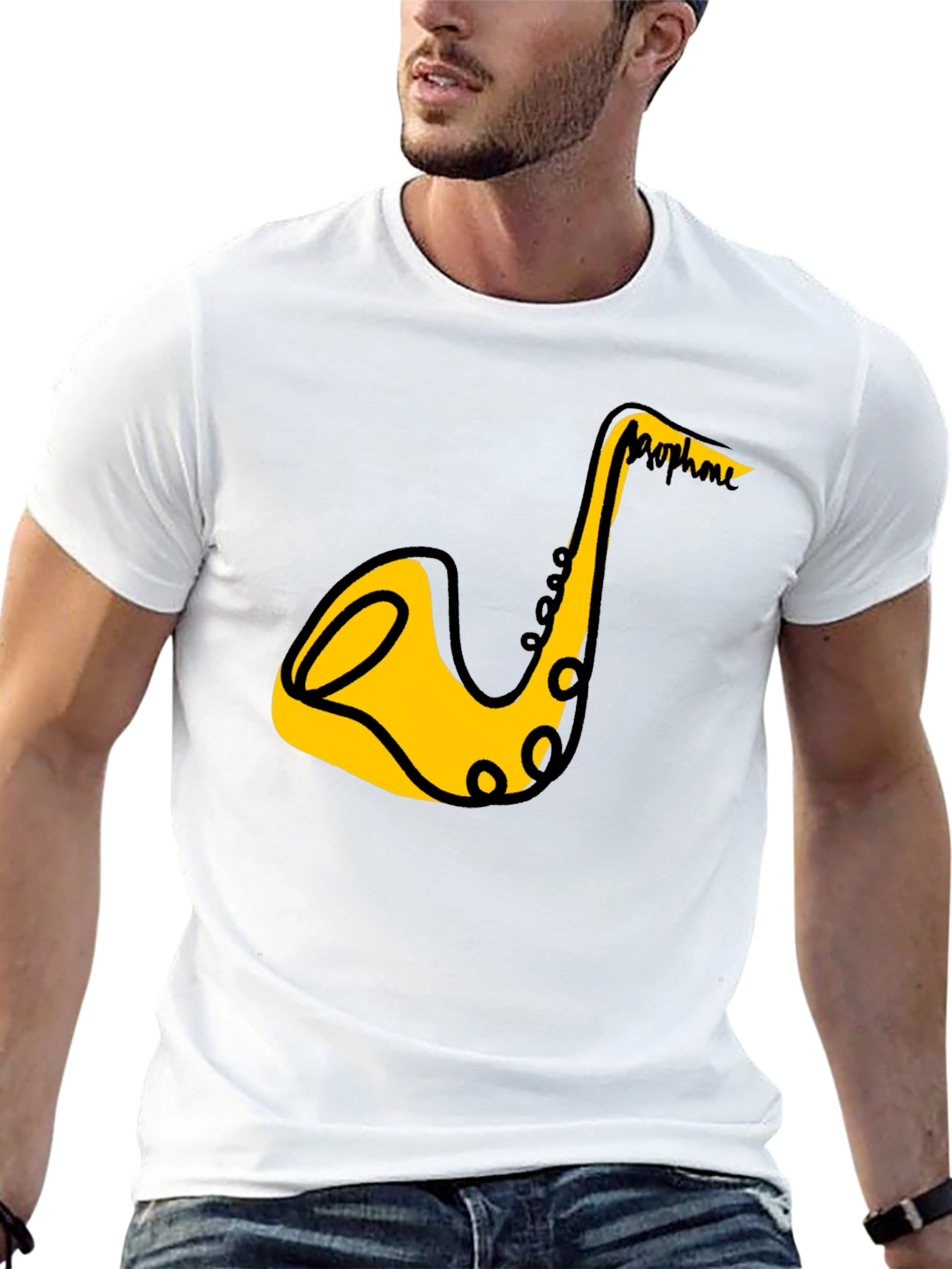 Saxophone Graphic Black T-Shirt