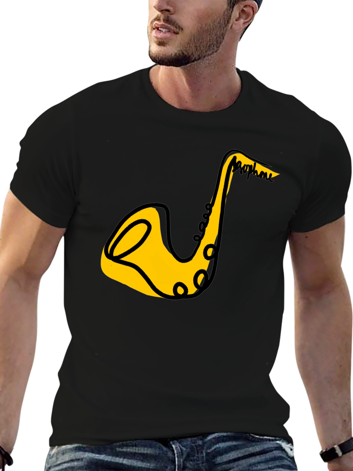 Saxophone Graphic Black T-Shirt