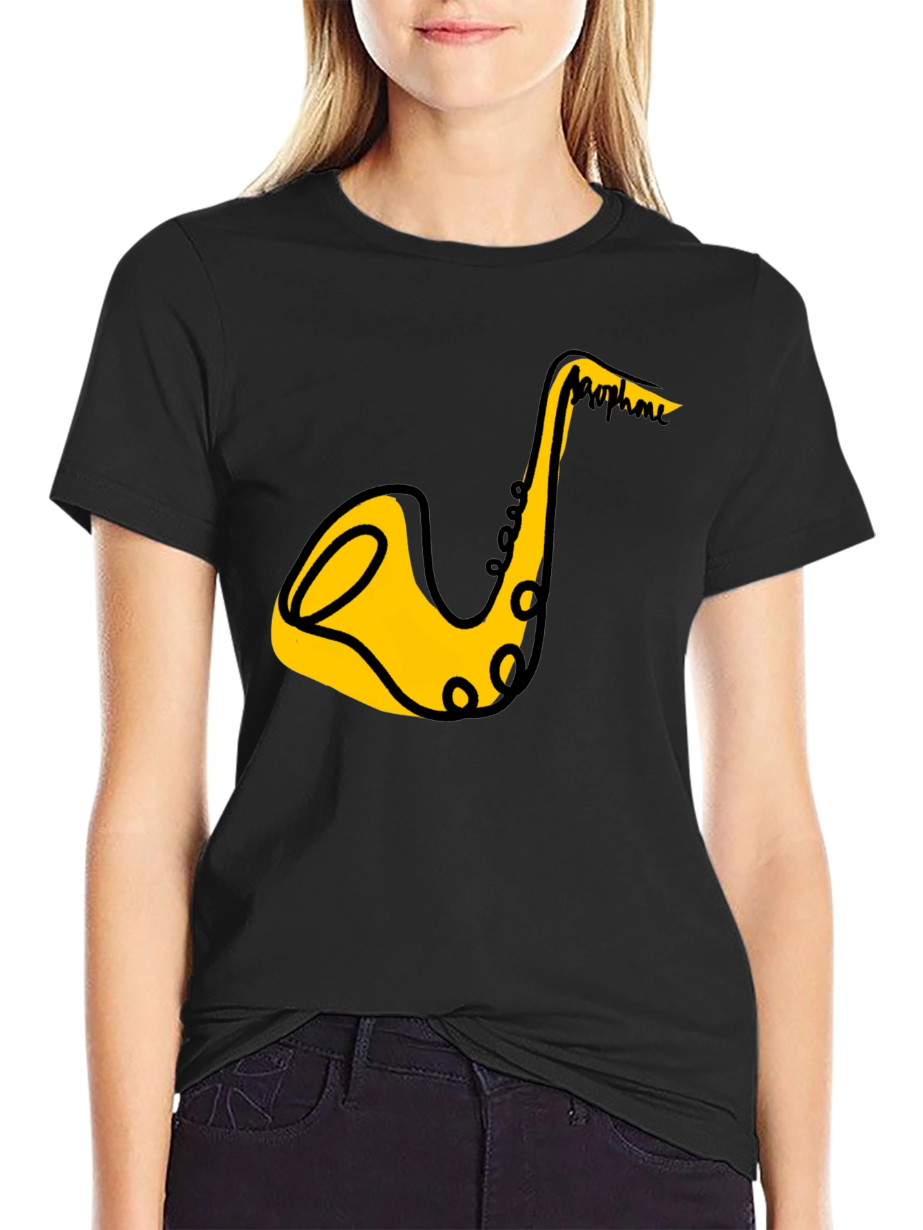 Saxophone Graphic Black T-Shirt