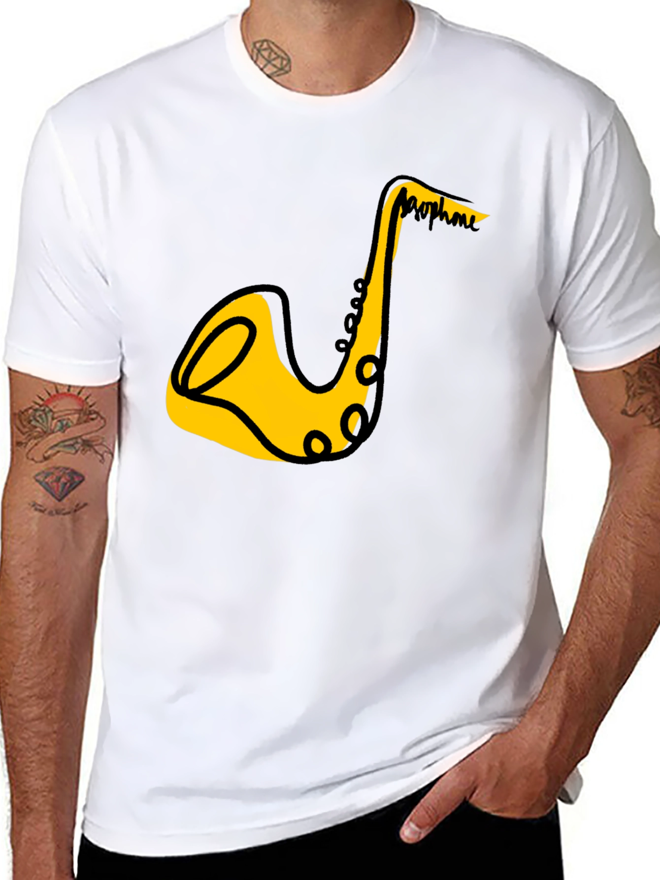 Saxophone Graphic Black T-Shirt