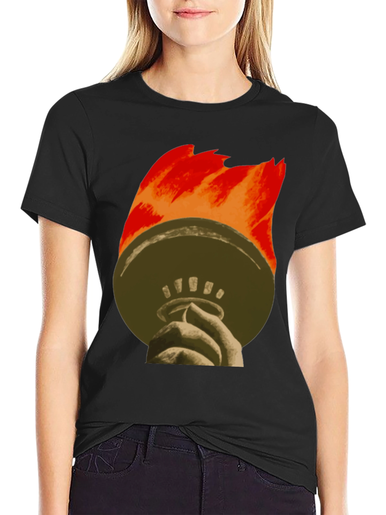 Liberty Torch Graphic Tee - Black Cotton