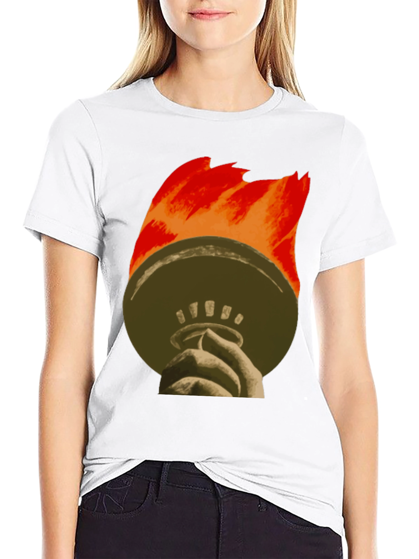 Liberty Torch Graphic Tee - Black Cotton