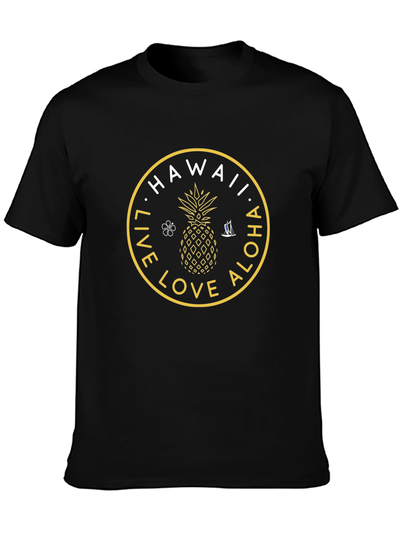 Hawaii Live Love Aloha Black Graphic T-Shirt