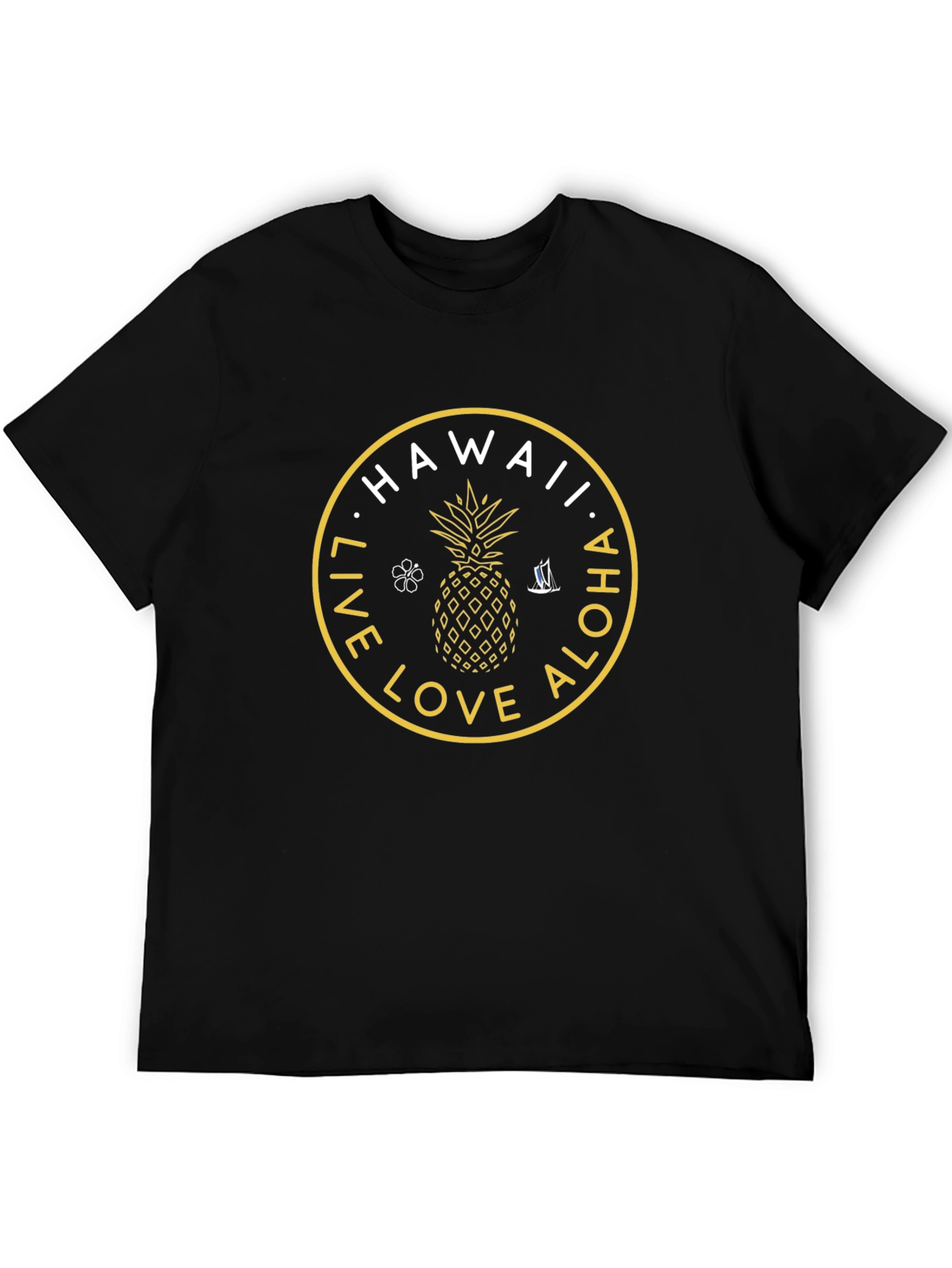 Hawaii Live Love Aloha Black Graphic T-Shirt