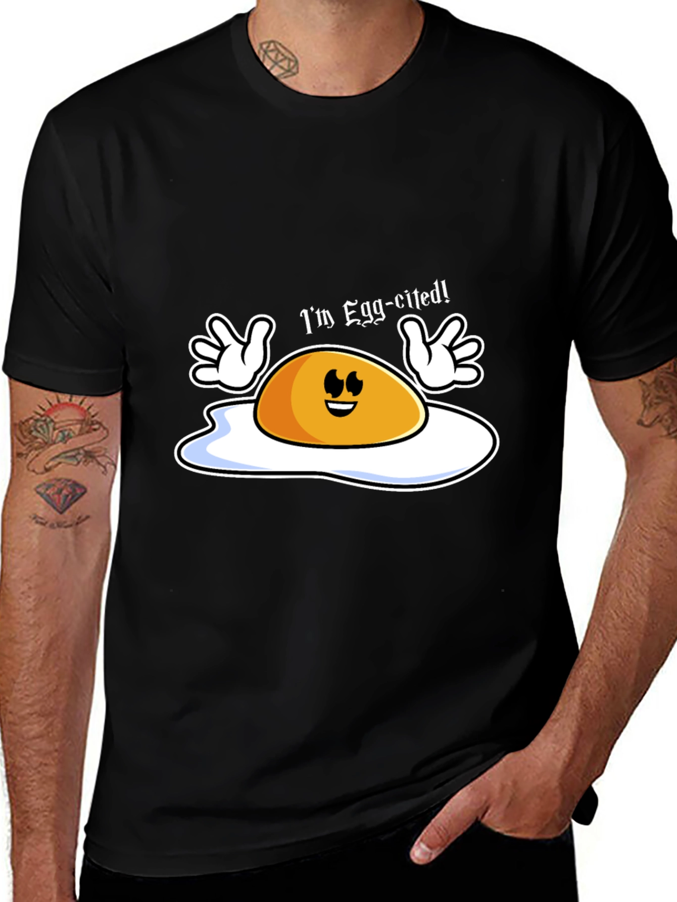 Egg-cited Cartoon Graphic Novelty T-Shirt