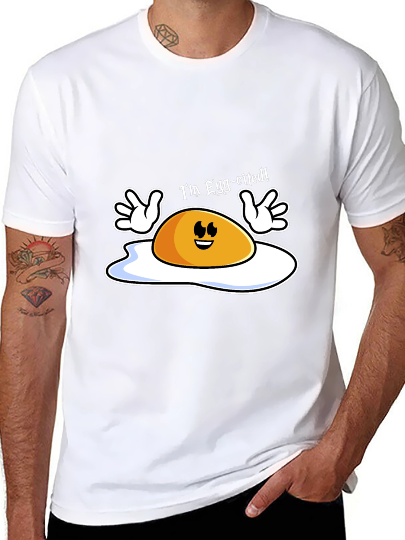 Egg-cited Cartoon Graphic Novelty T-Shirt
