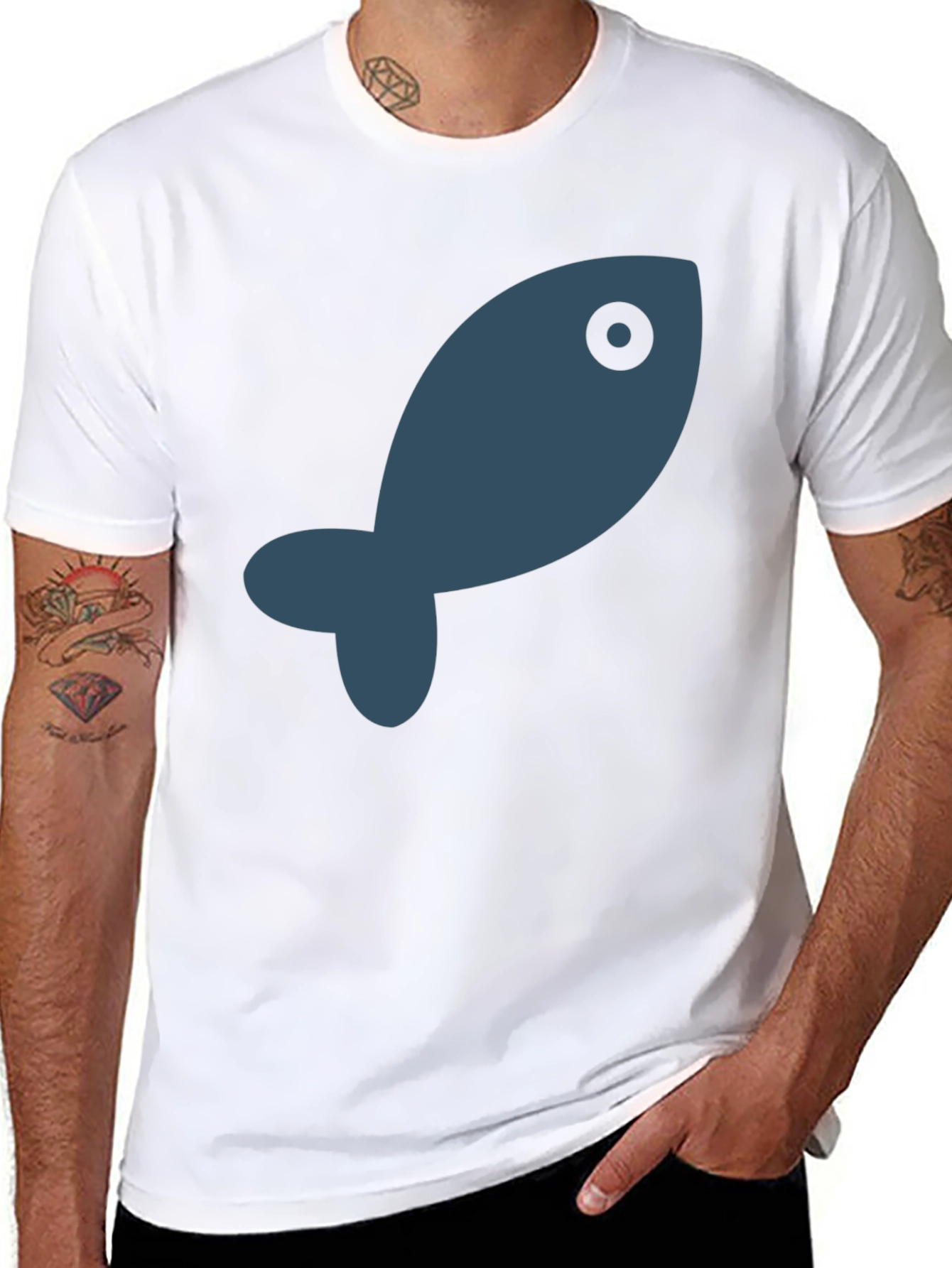 Cool Fish Graphic Black T-Shirt