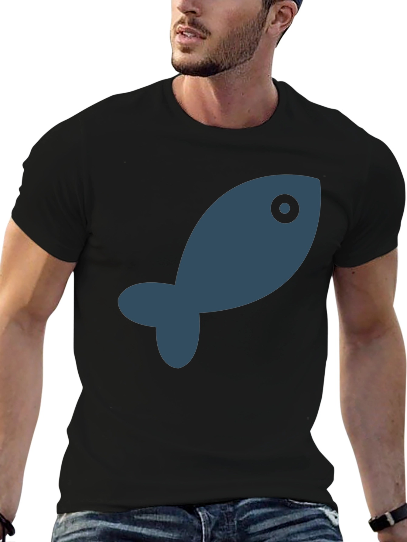 Cool Fish Graphic Black T-Shirt