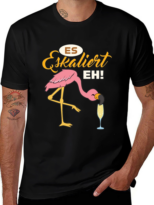 Funny Flamingo Drinking Champagne T-Shirt