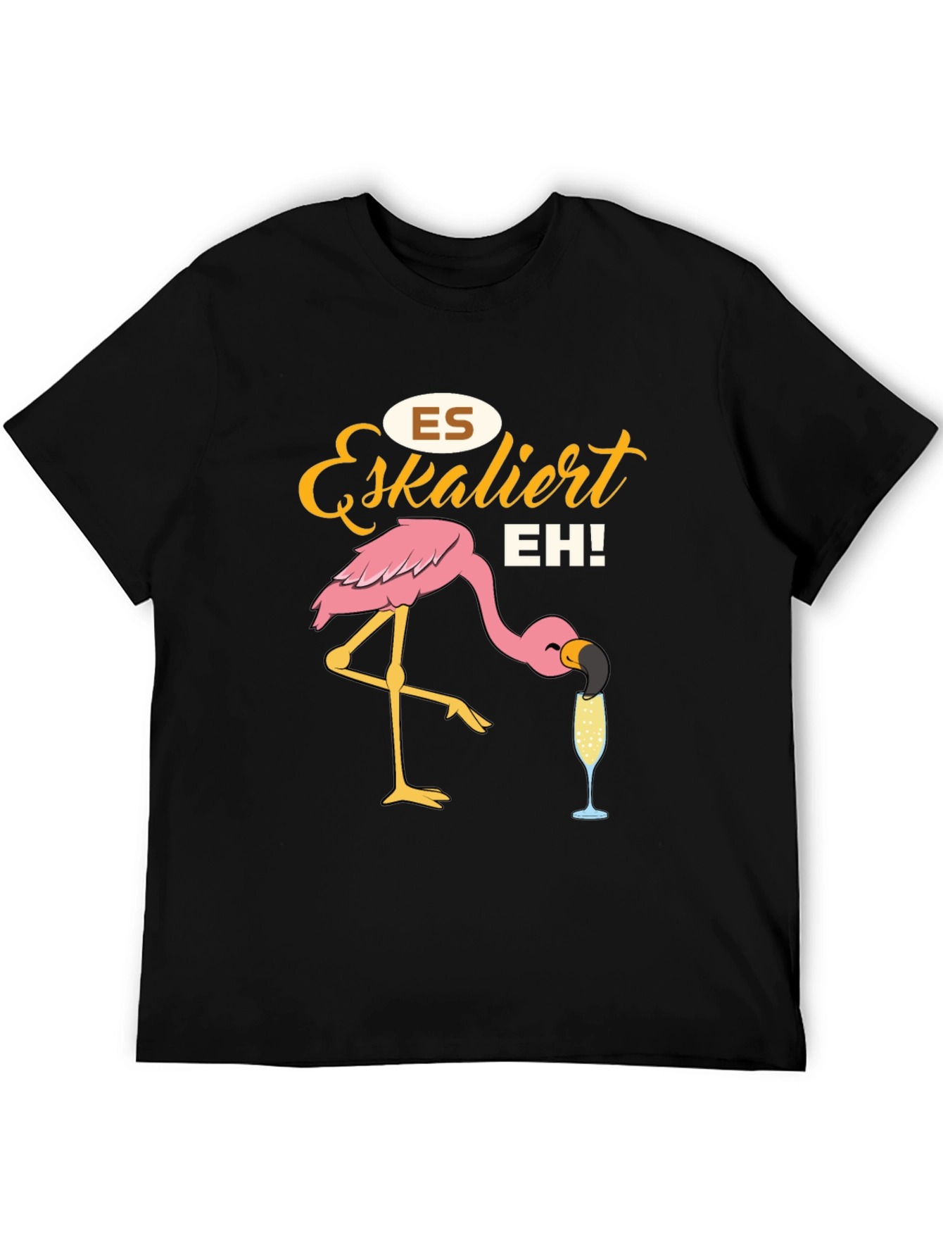 Funny Flamingo Drinking Champagne T-Shirt