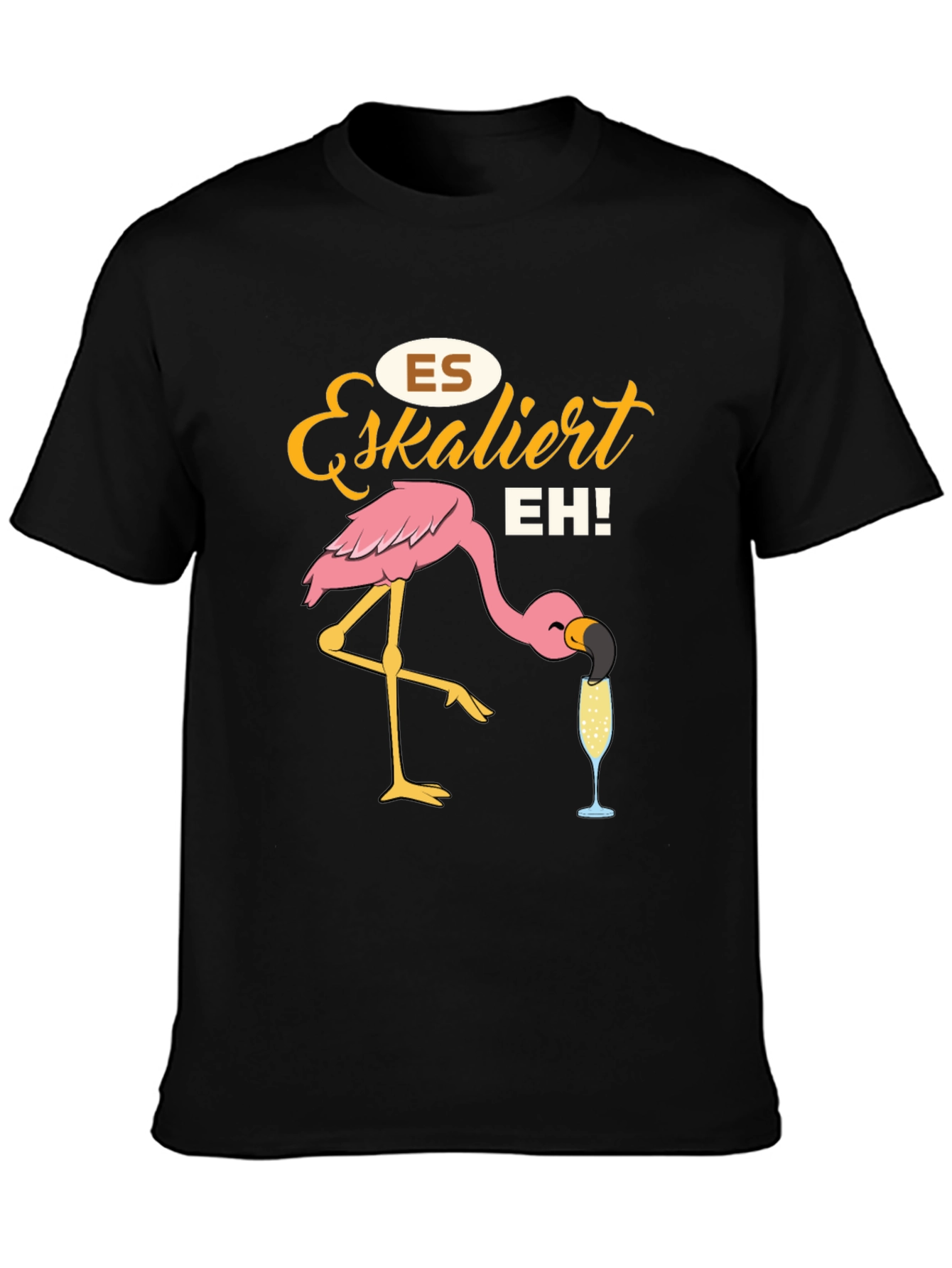 Funny Flamingo Drinking Champagne T-Shirt