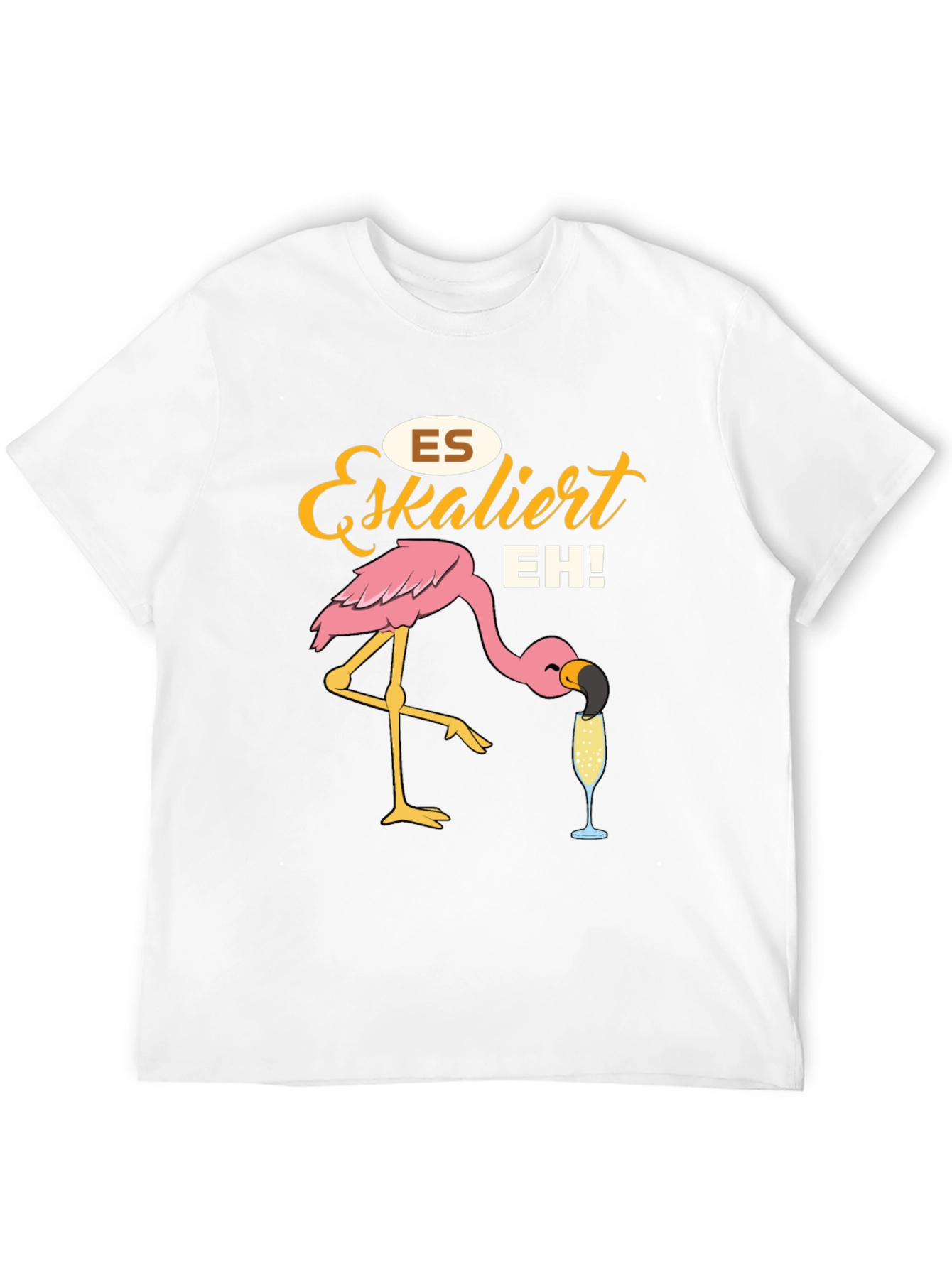 Funny Flamingo Drinking Champagne T-Shirt