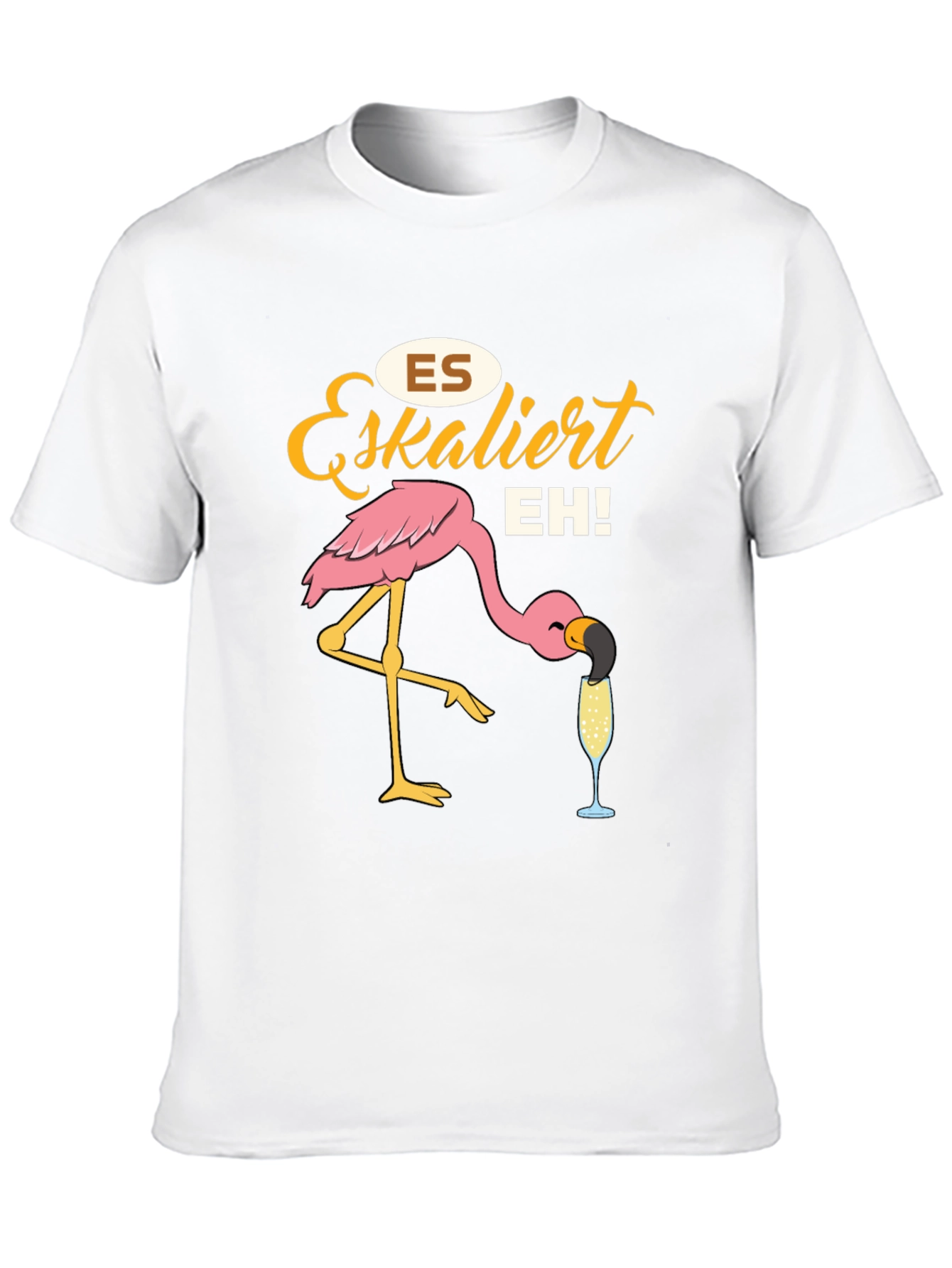 Funny Flamingo Drinking Champagne T-Shirt