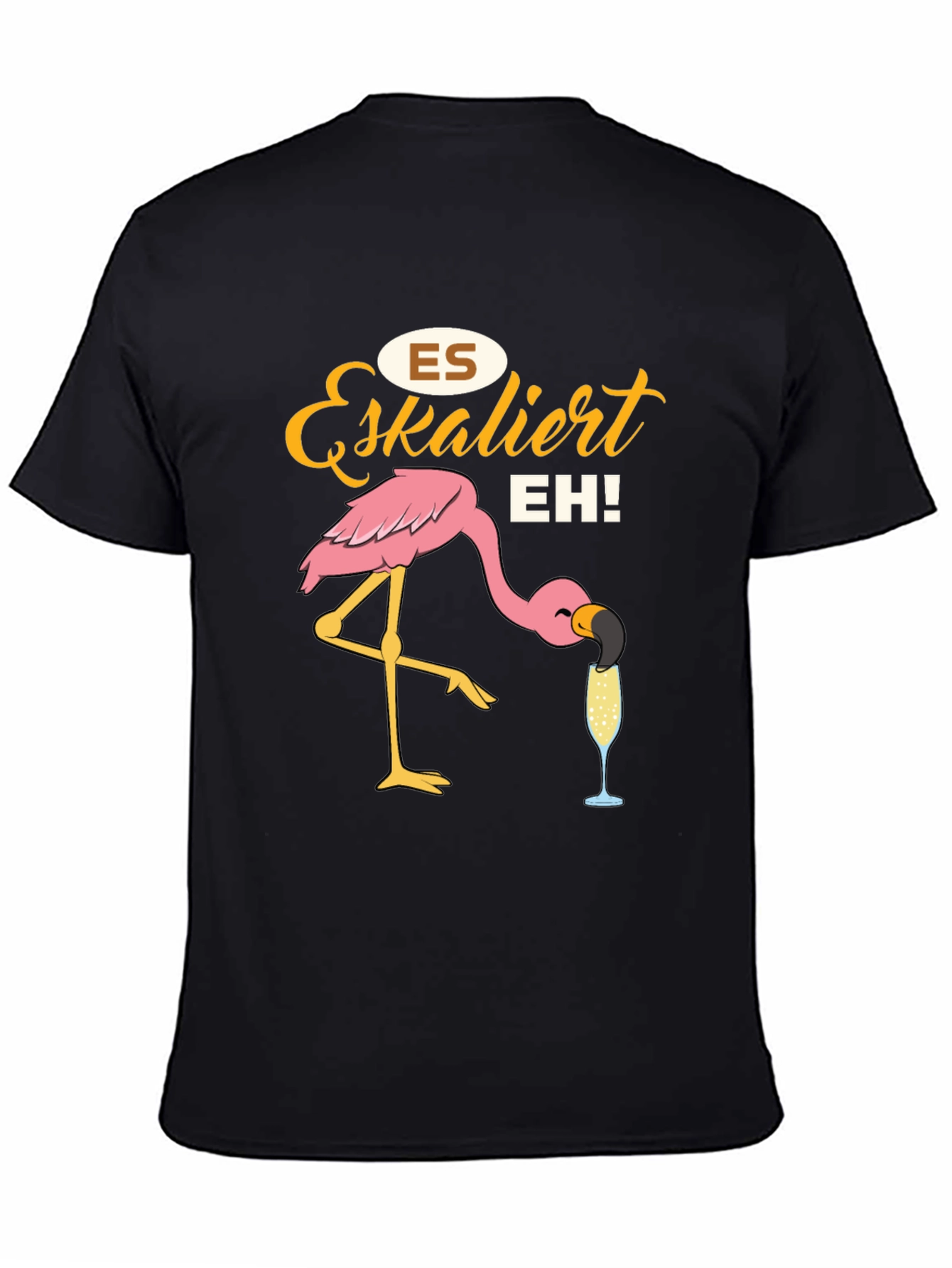 Funny Flamingo Drinking Champagne T-Shirt