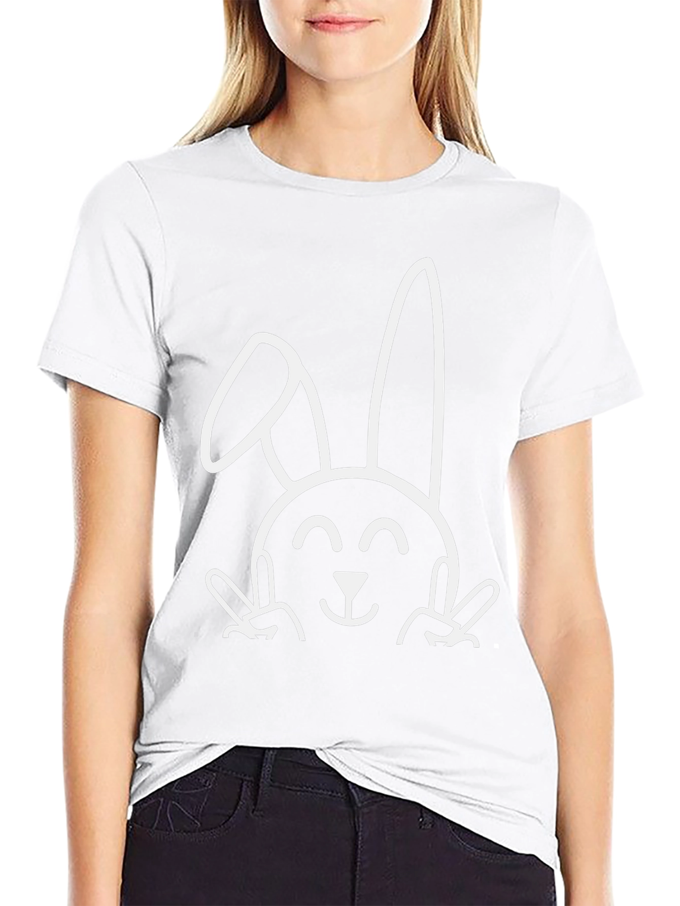 Funny Easter Bunny Peace Sign T-Shirt - Black