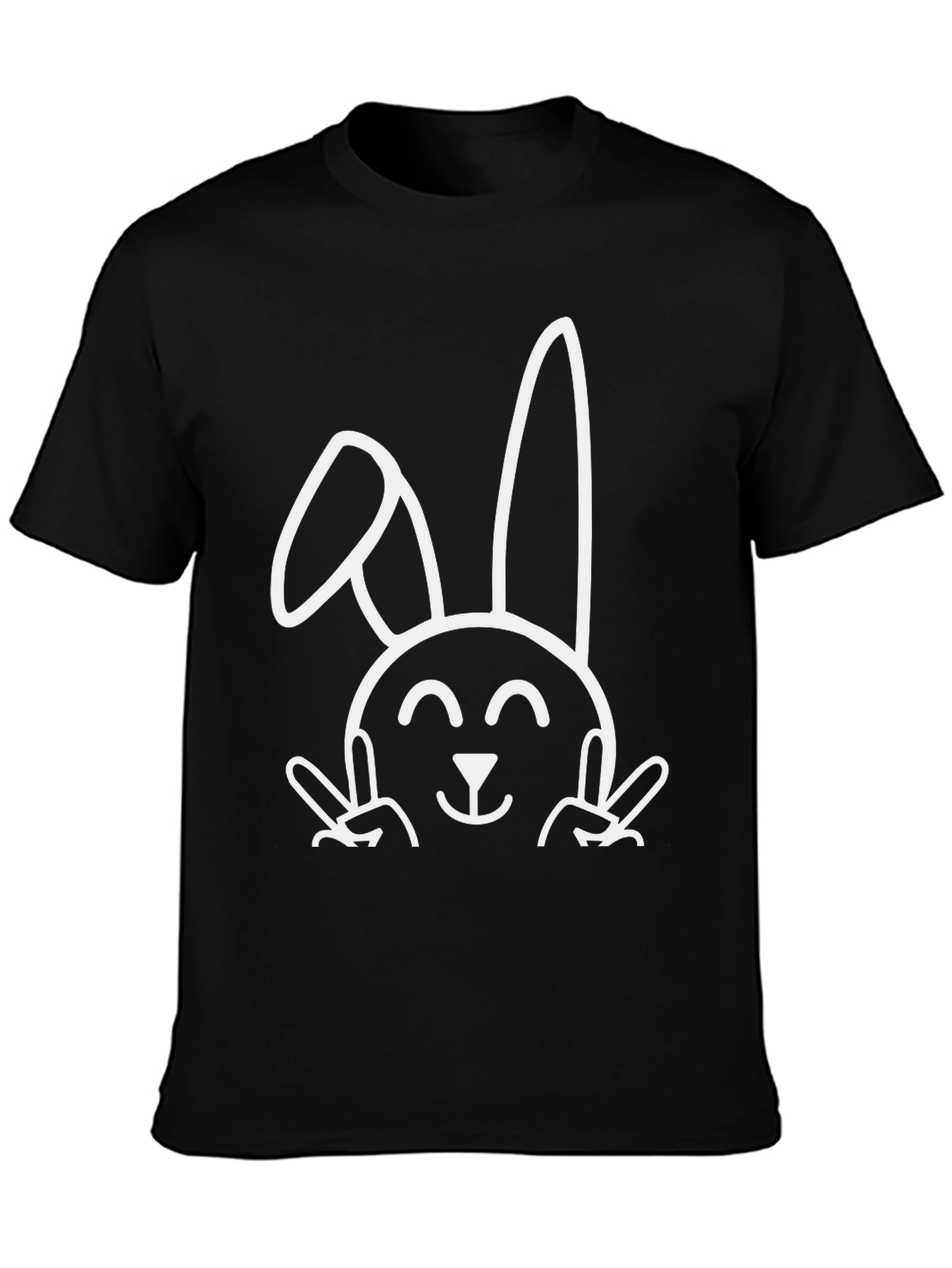 Funny Easter Bunny Peace Sign T-Shirt - Black