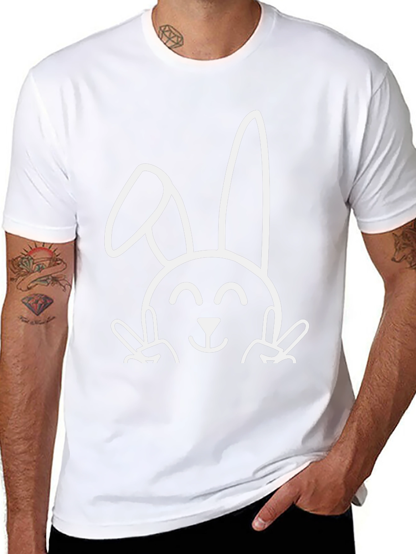 Funny Easter Bunny Peace Sign T-Shirt - Black