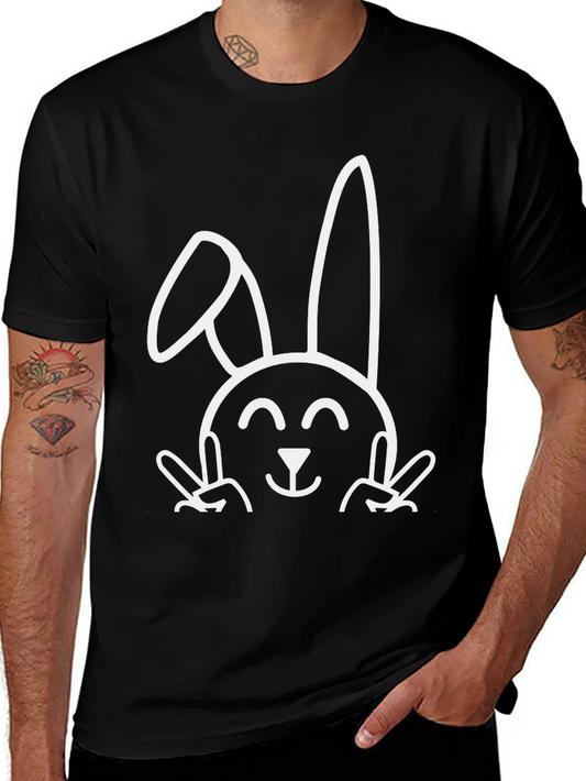 Funny Easter Bunny Peace Sign T-Shirt - Black
