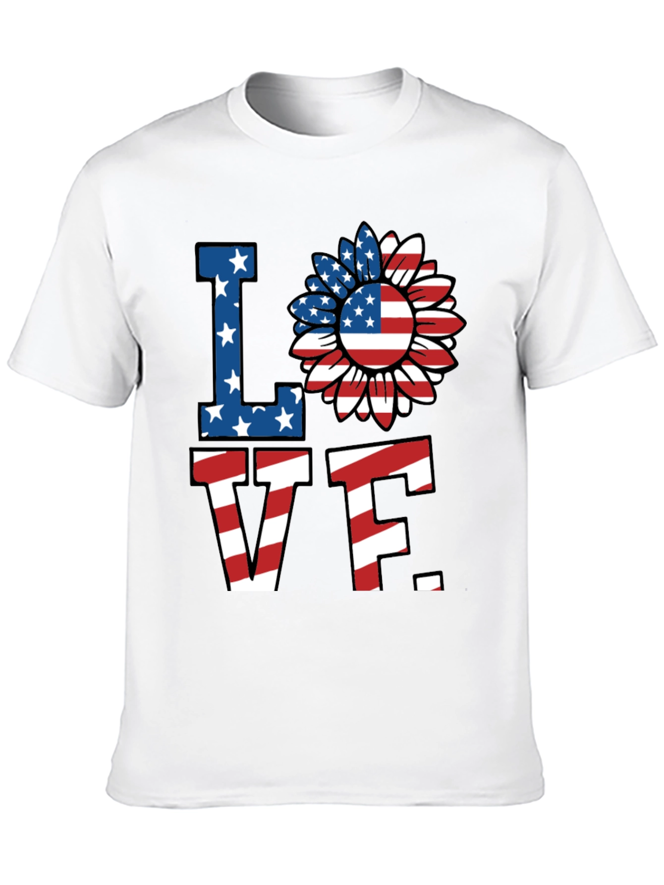 Patriotic Love T-Shirt - American Flag Sunflower Design
