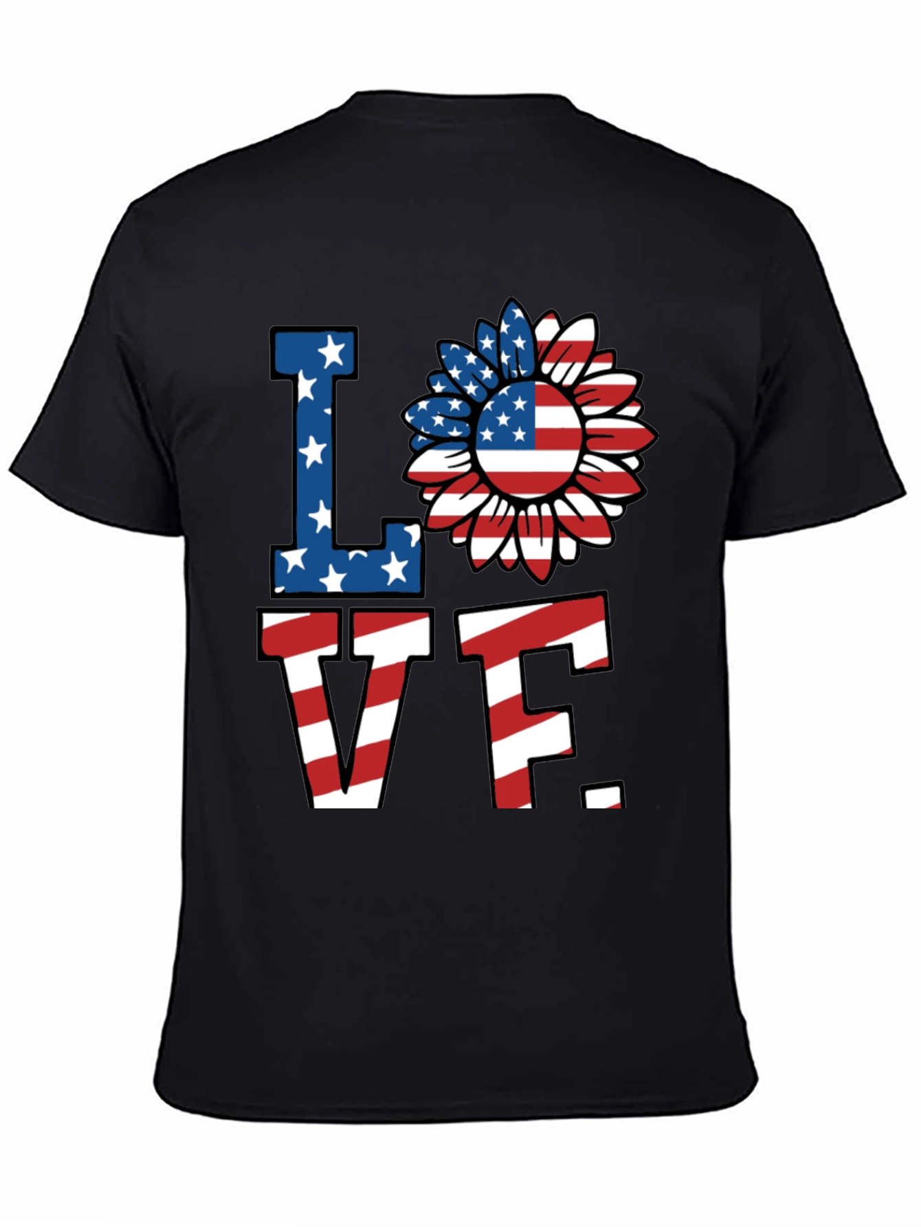 Patriotic Love T-Shirt - American Flag Sunflower Design