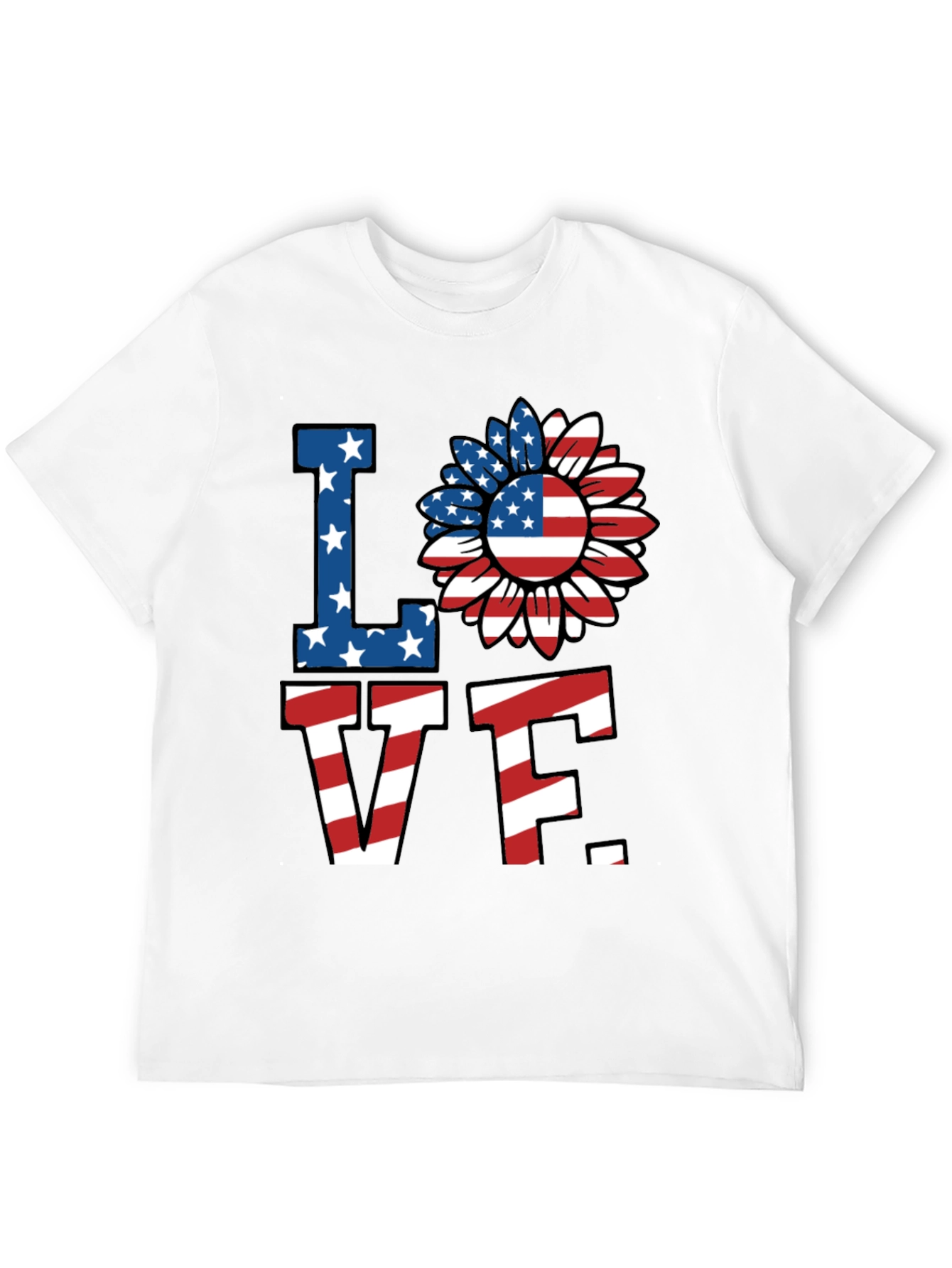 Patriotic Love T-Shirt - American Flag Sunflower Design