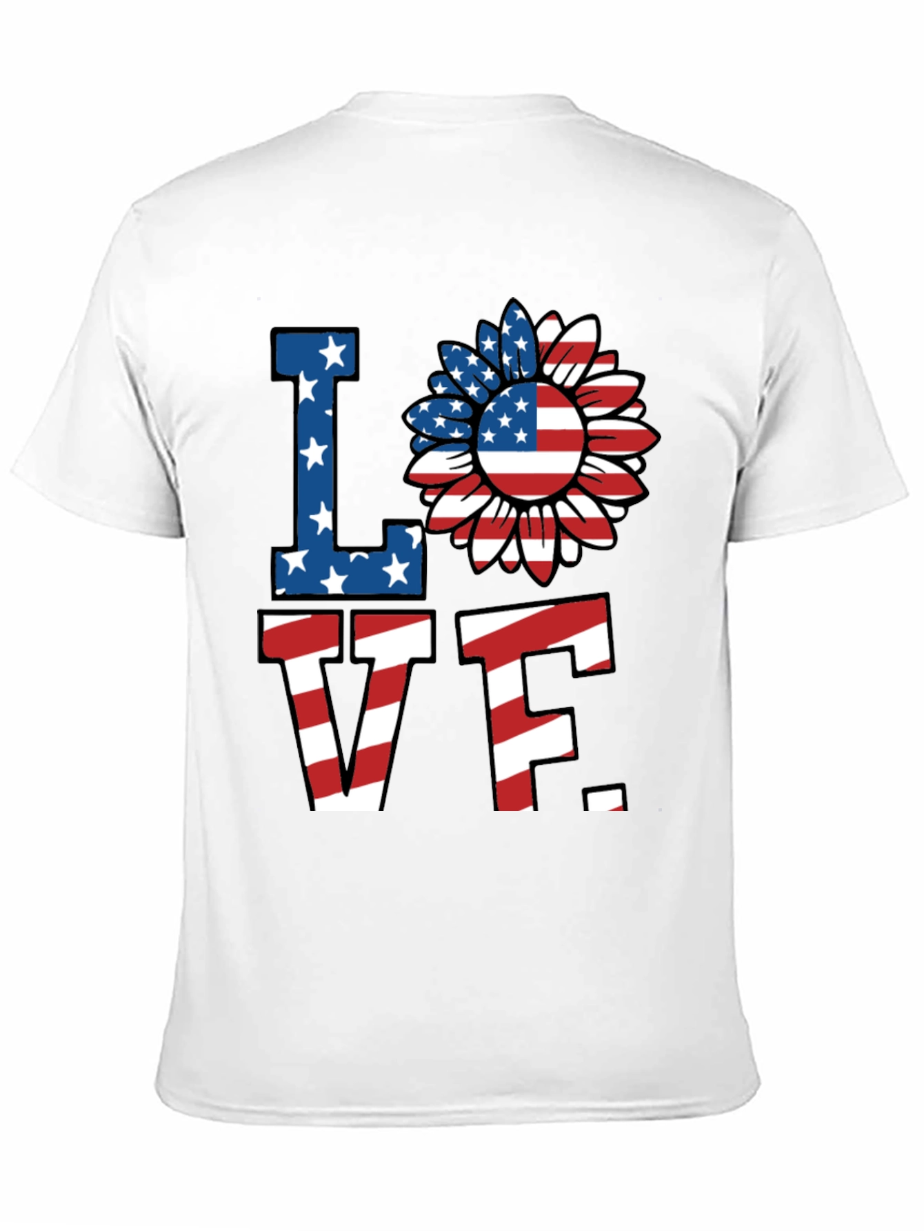 Patriotic Love T-Shirt - American Flag Sunflower Design