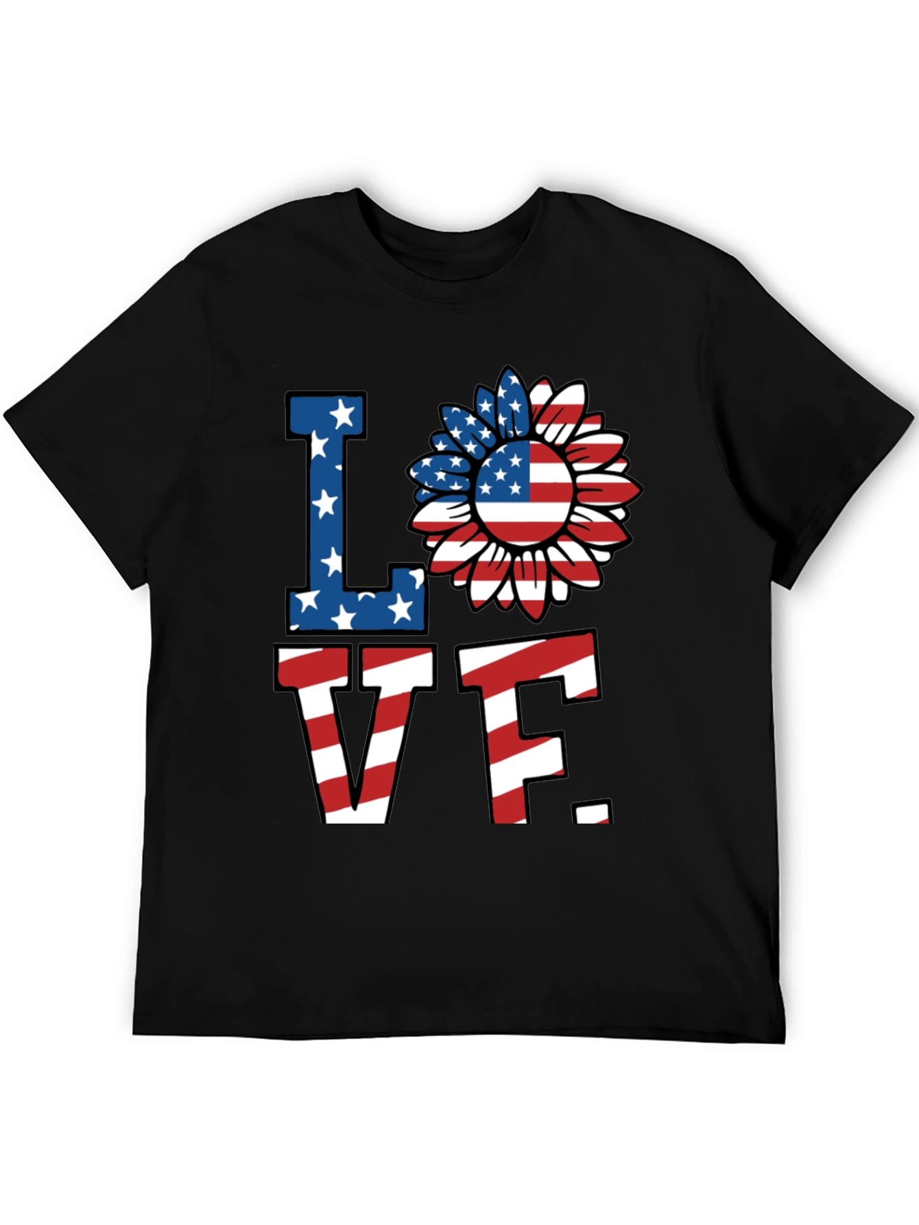 Patriotic Love T-Shirt - American Flag Sunflower Design