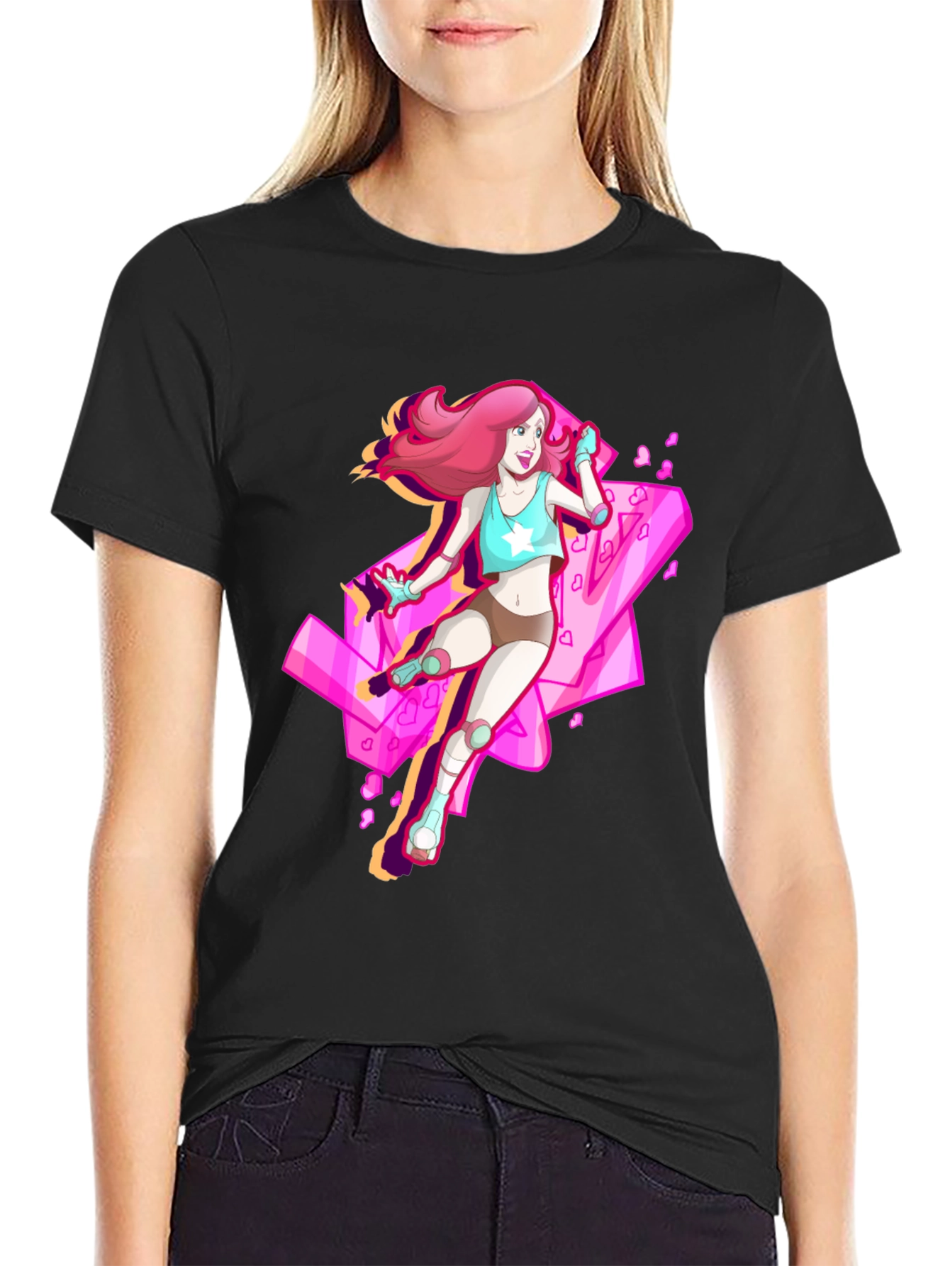Retro Anime Roller Skate Graphic Tee