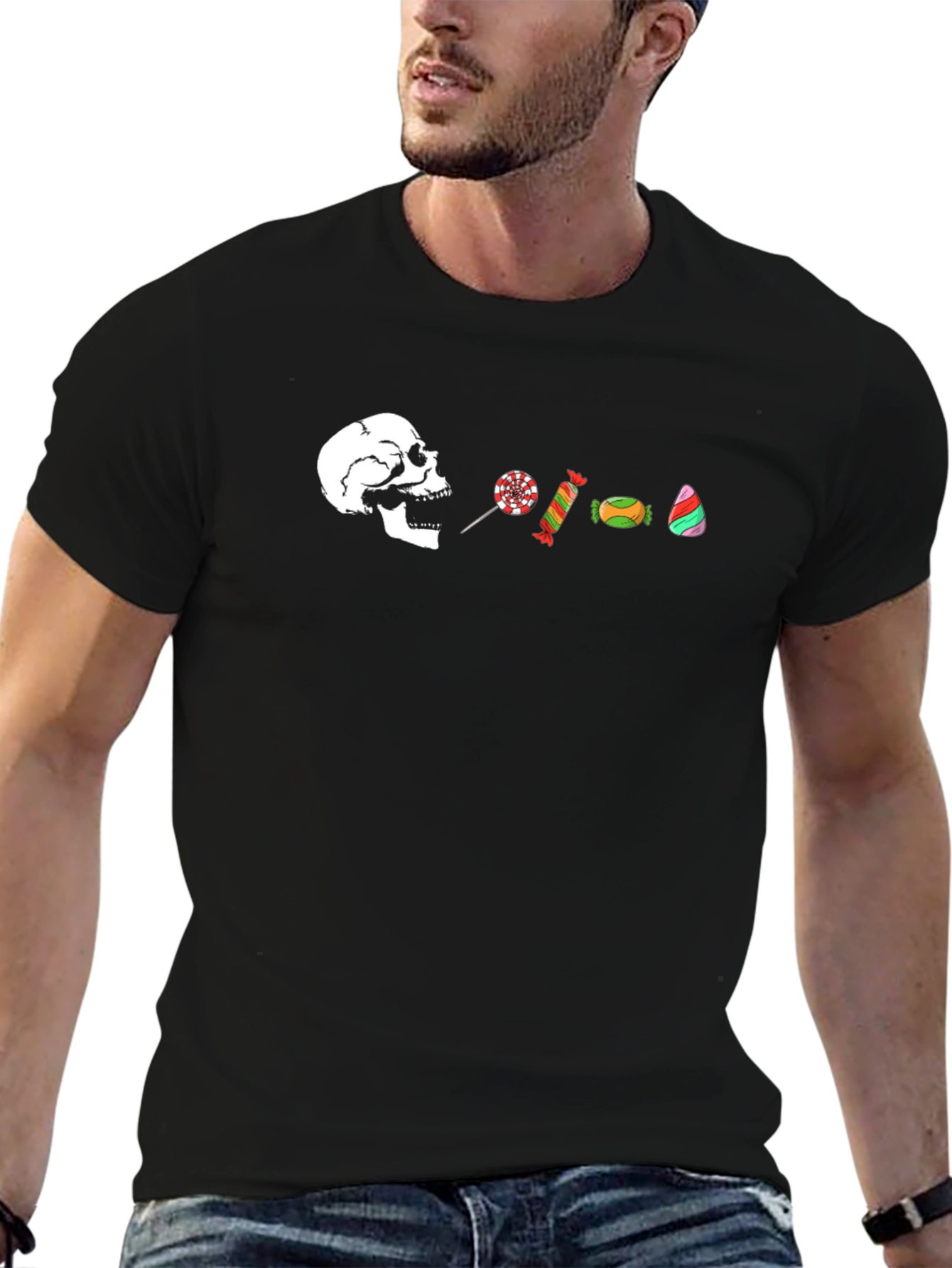 Candy Skull Graphic Tee - Halloween Fun