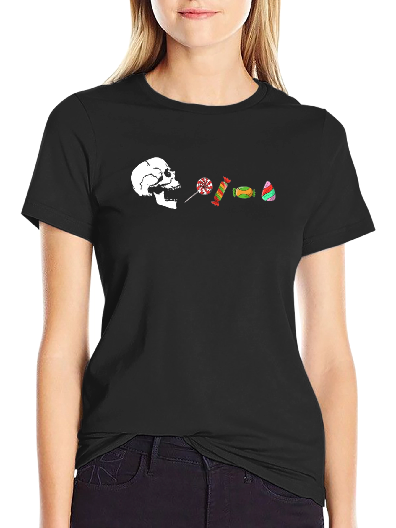Candy Skull Graphic Tee - Halloween Fun