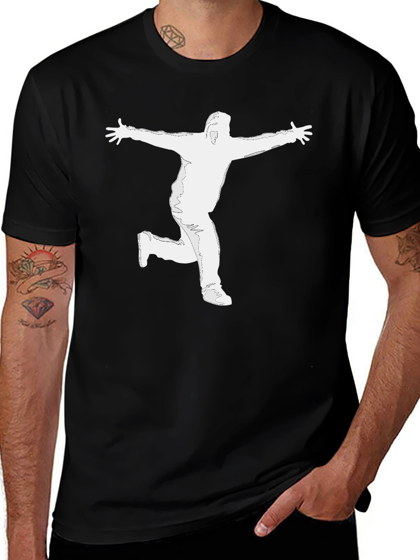 Mens Black Graphic T-Shirt - Silhouette Design