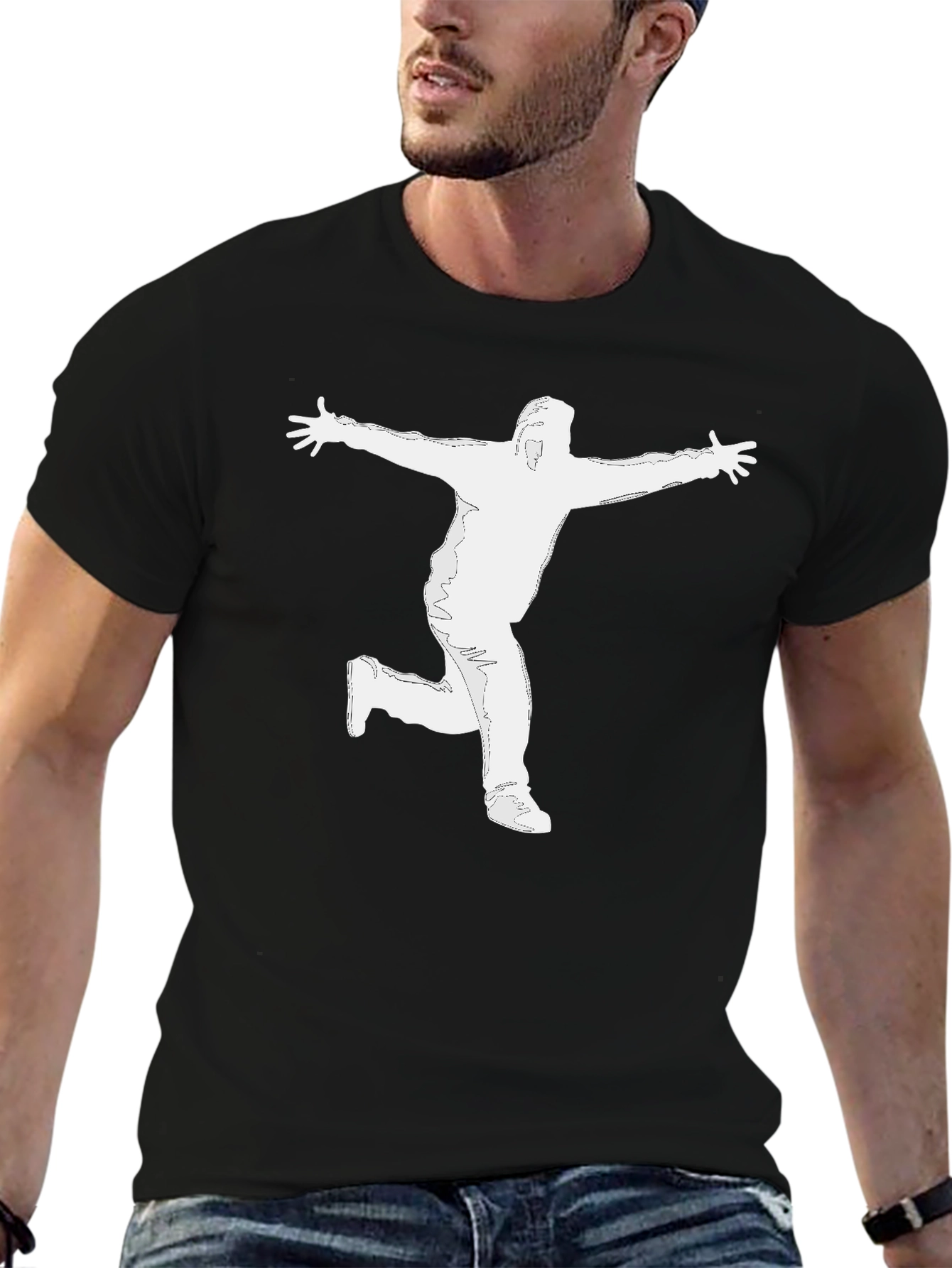 Mens Black Graphic T-Shirt - Silhouette Design