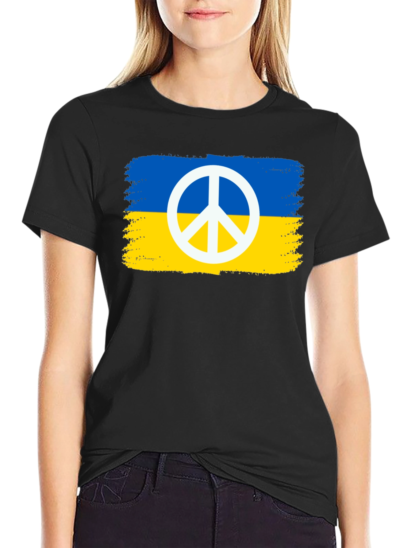 Ukraine Peace Sign Black T-Shirt
