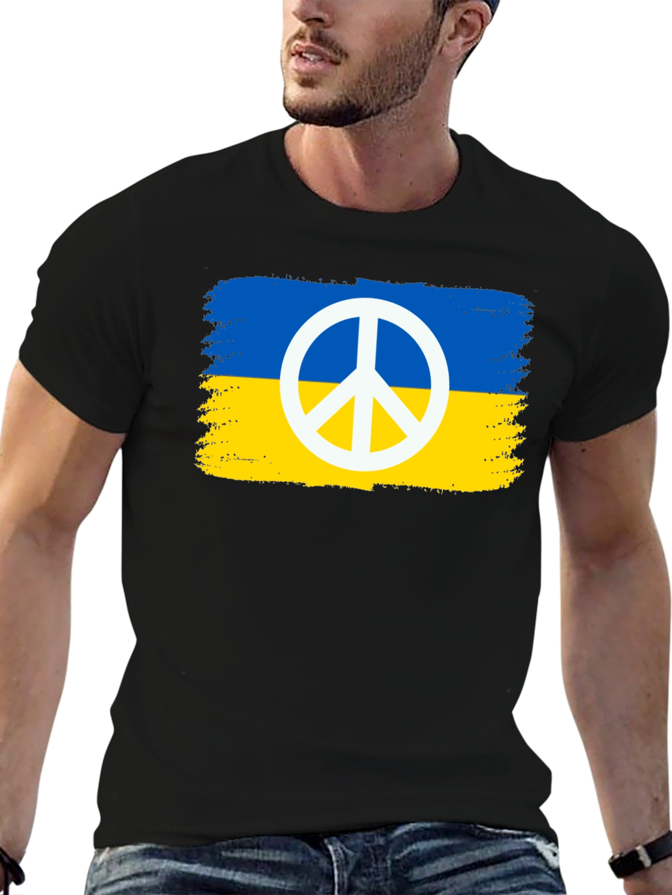 Ukraine Peace Sign Black T-Shirt