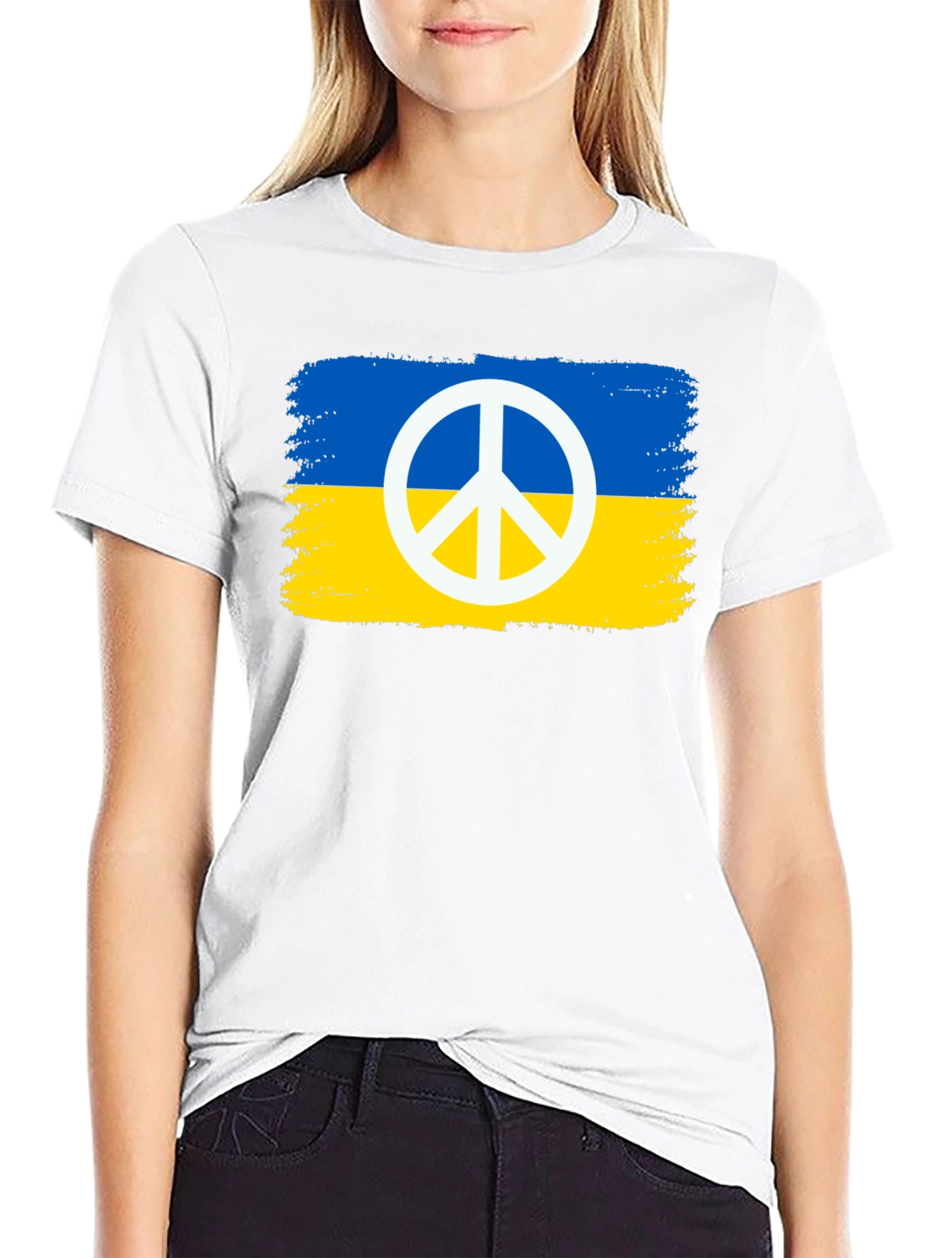 Ukraine Peace Sign Black T-Shirt