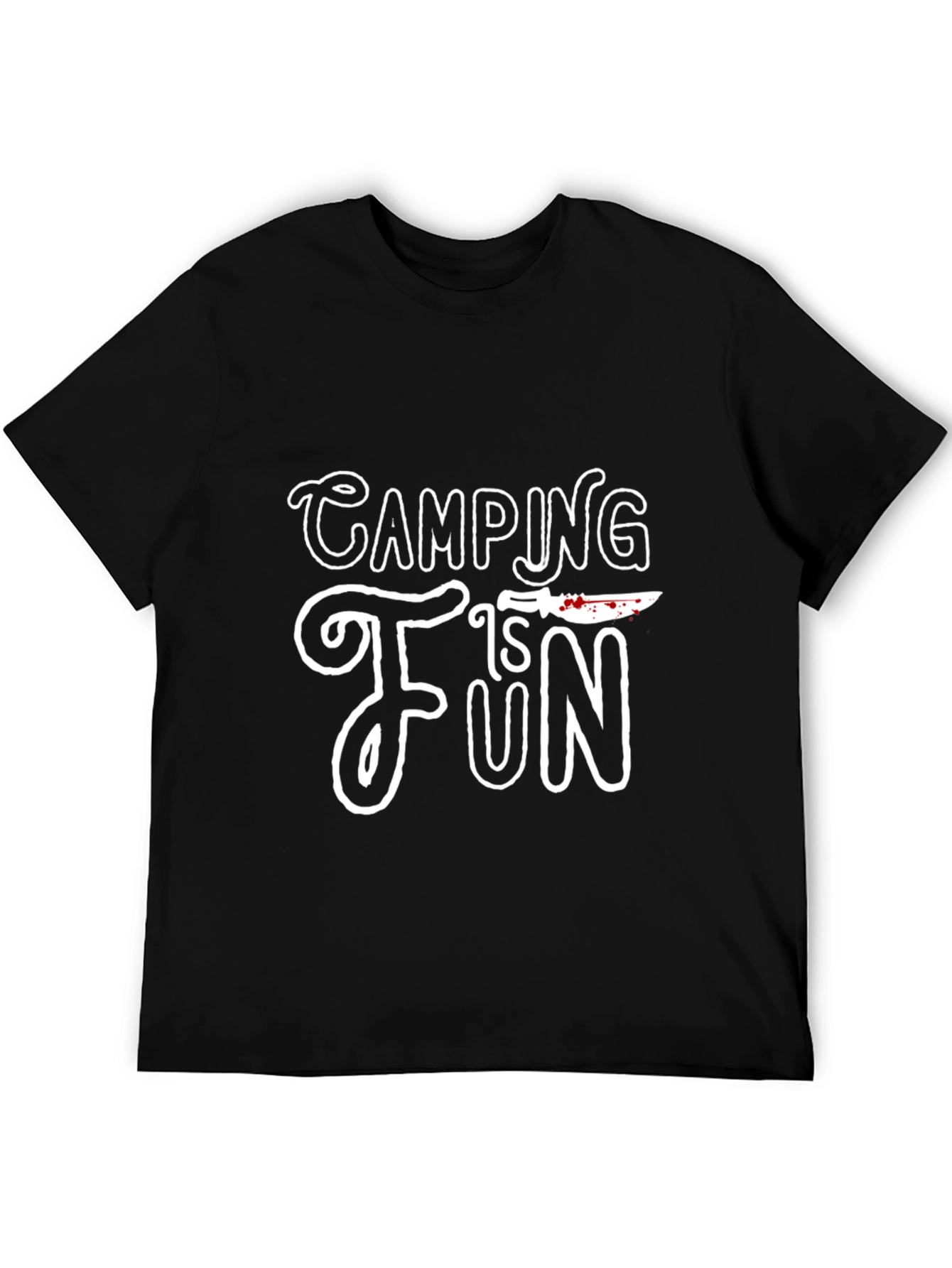Camping Is Fun Graphic Tee - Black