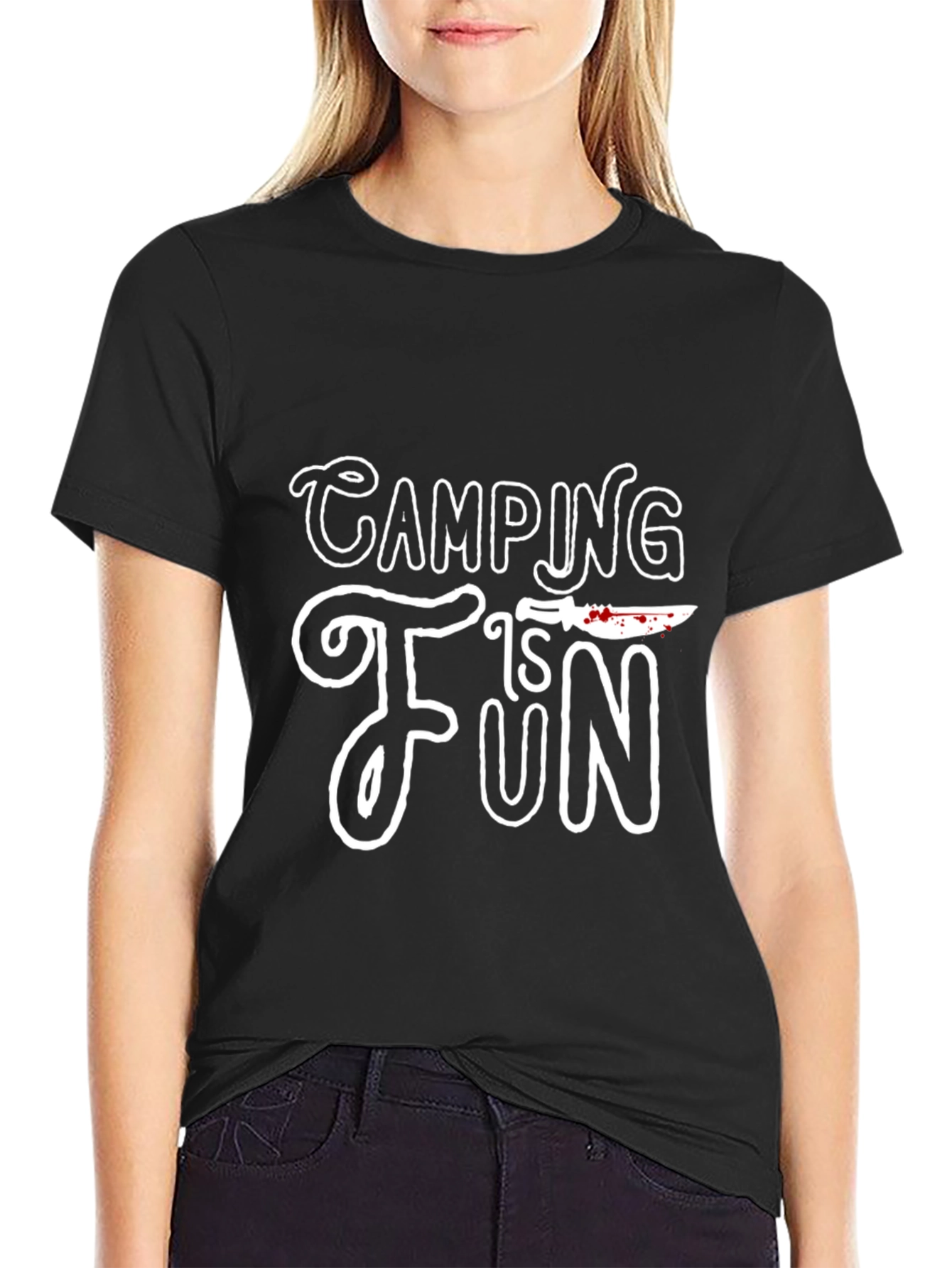 Camping Is Fun Graphic Tee - Black