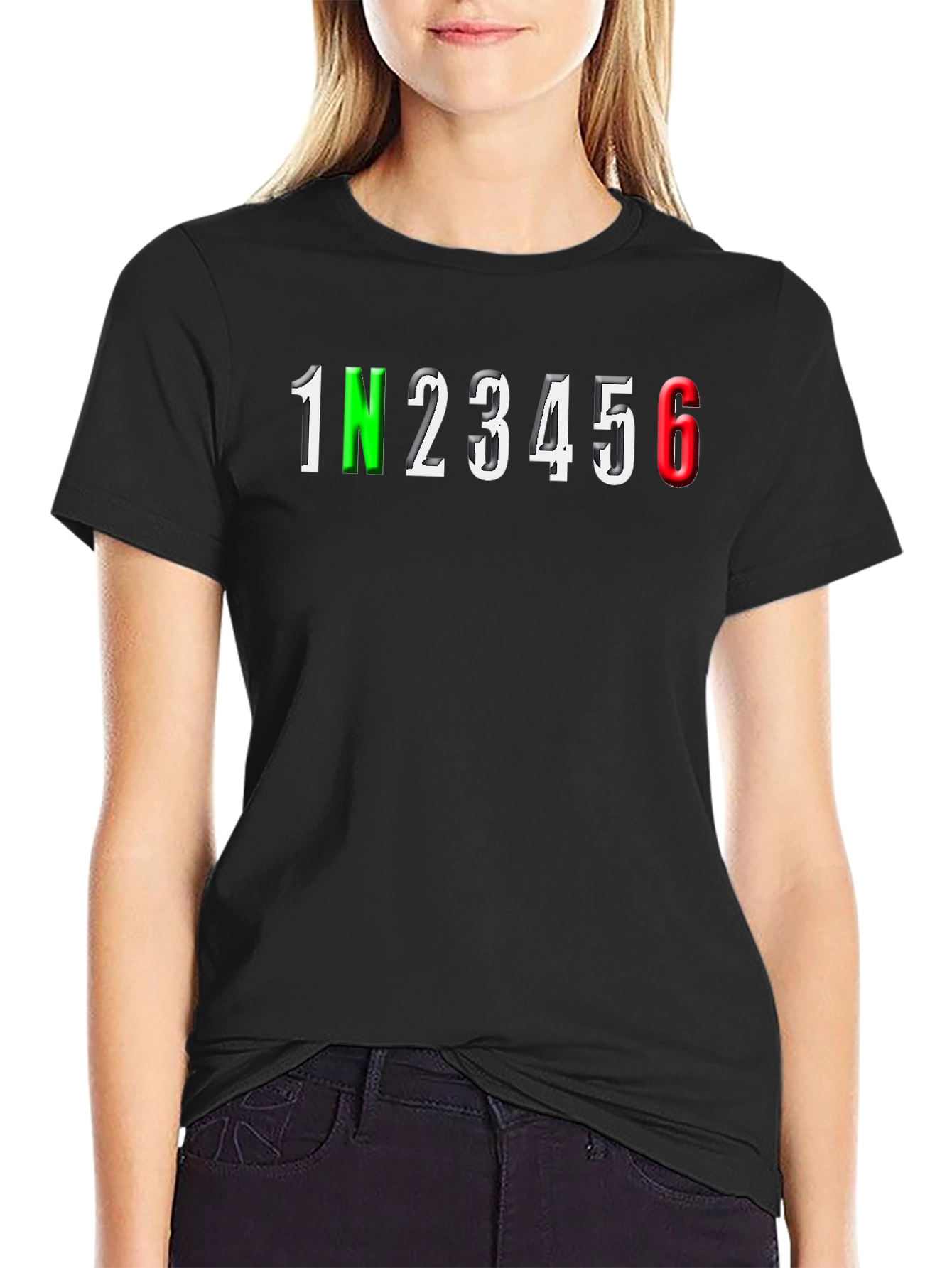 Motorcycle Gear Shifting T-Shirt - 1N23456 Graphic