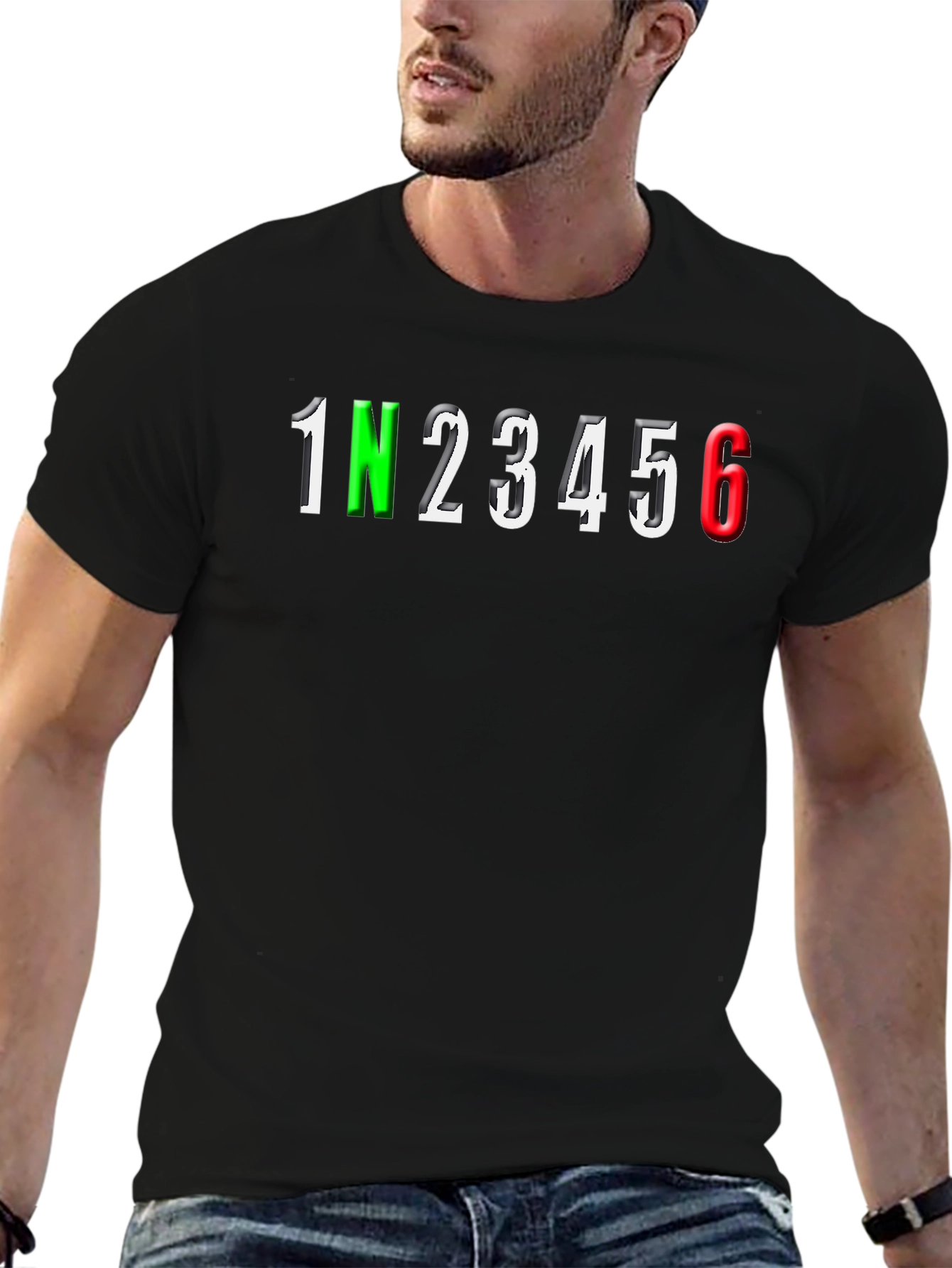 Motorcycle Gear Shifting T-Shirt - 1N23456 Graphic