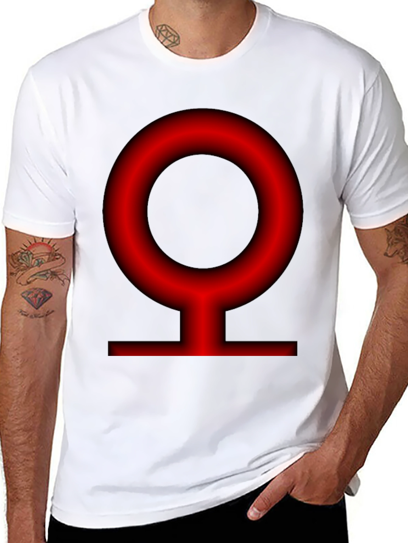 Red Planet Symbol Black T-Shirt