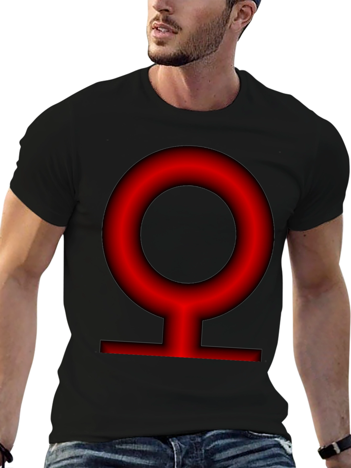 Red Planet Symbol Black T-Shirt