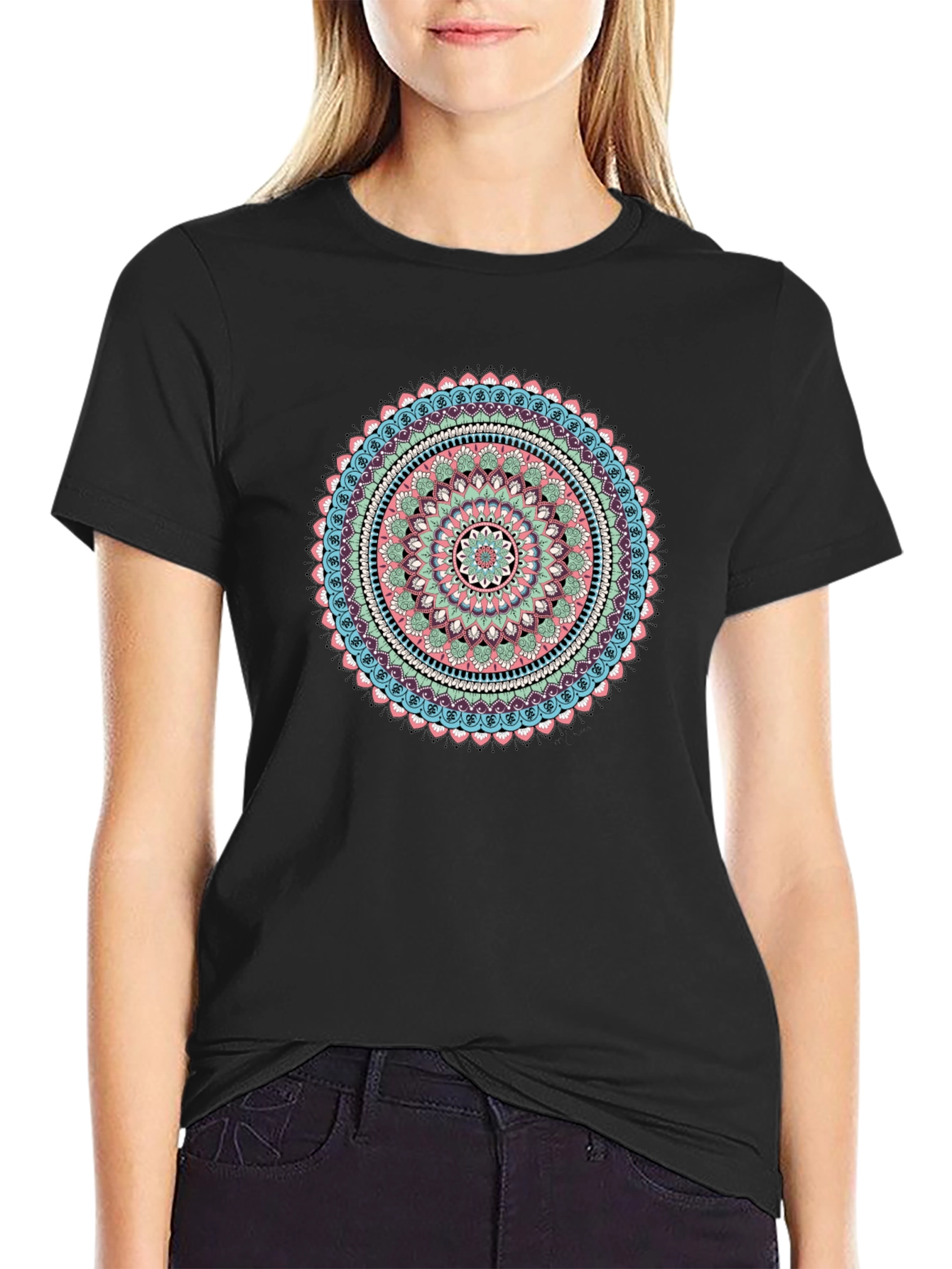 Mandala Graphic Print Black T-Shirt
