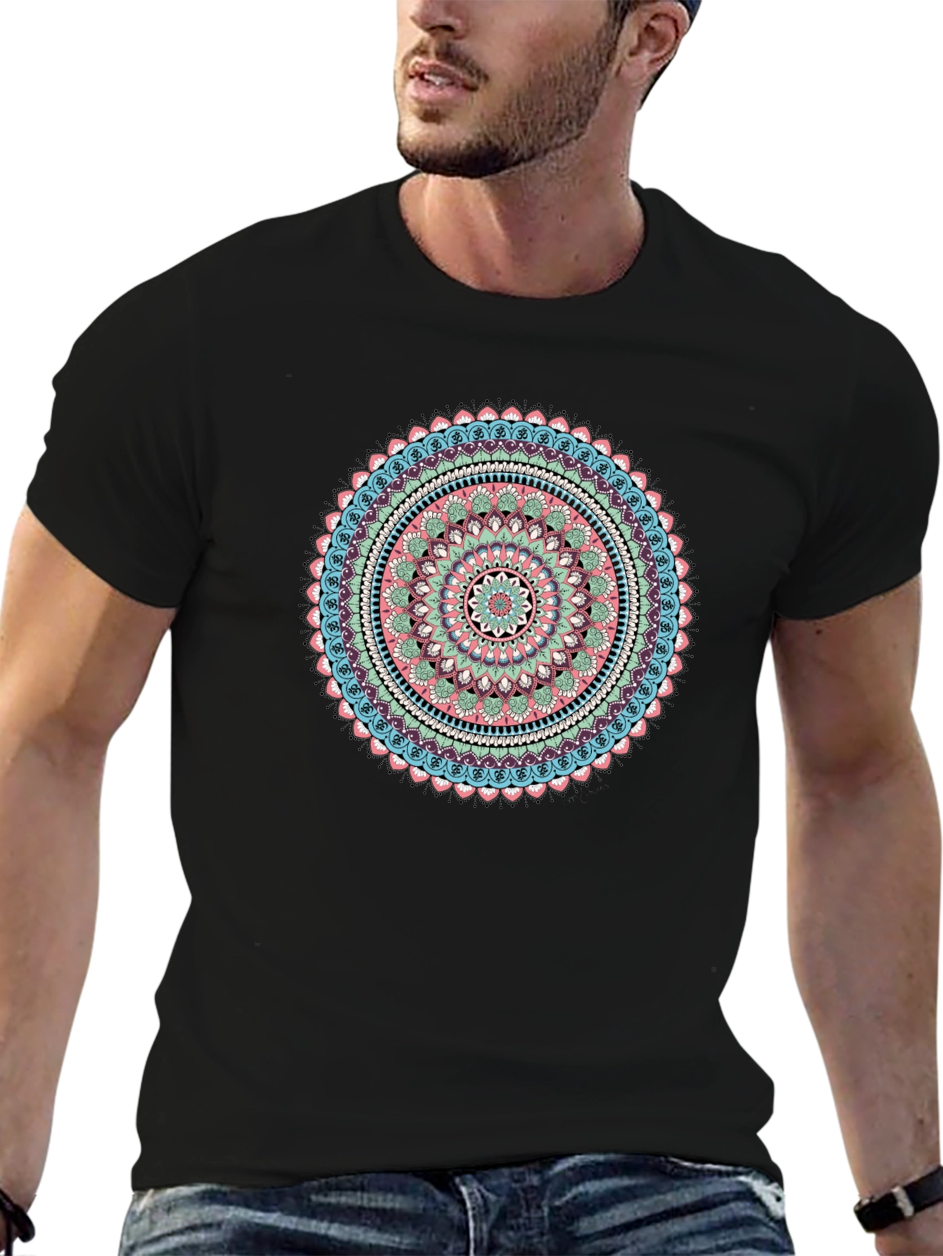 Mandala Graphic Print Black T-Shirt