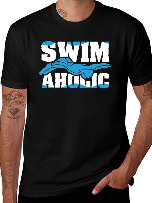 Swimaholic Graphic Tee - Black Cotton T-Shirt