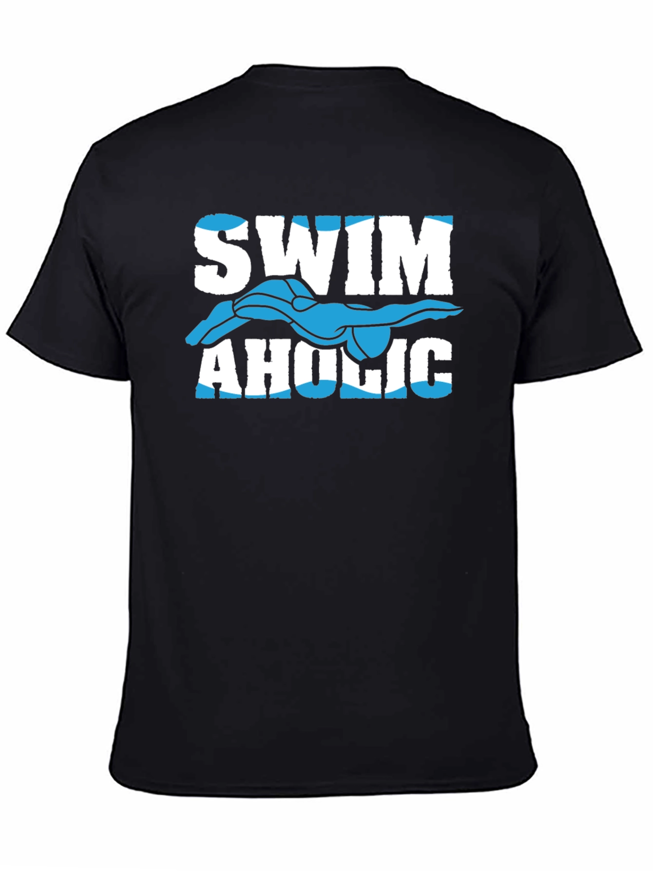 Swimaholic Graphic Tee - Black Cotton T-Shirt
