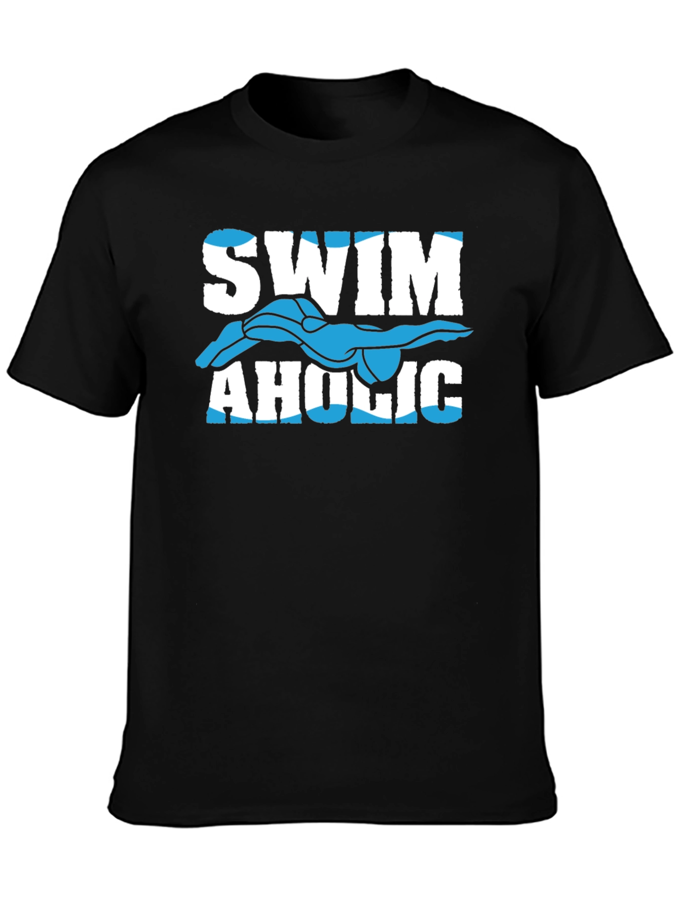 Swimaholic Graphic Tee - Black Cotton T-Shirt