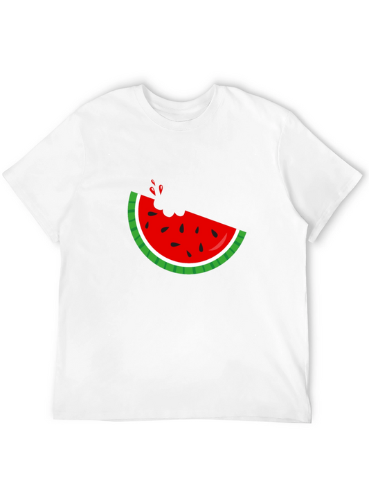 Watermelon Bite Graphic Tee - Black Cotton T-Shirt