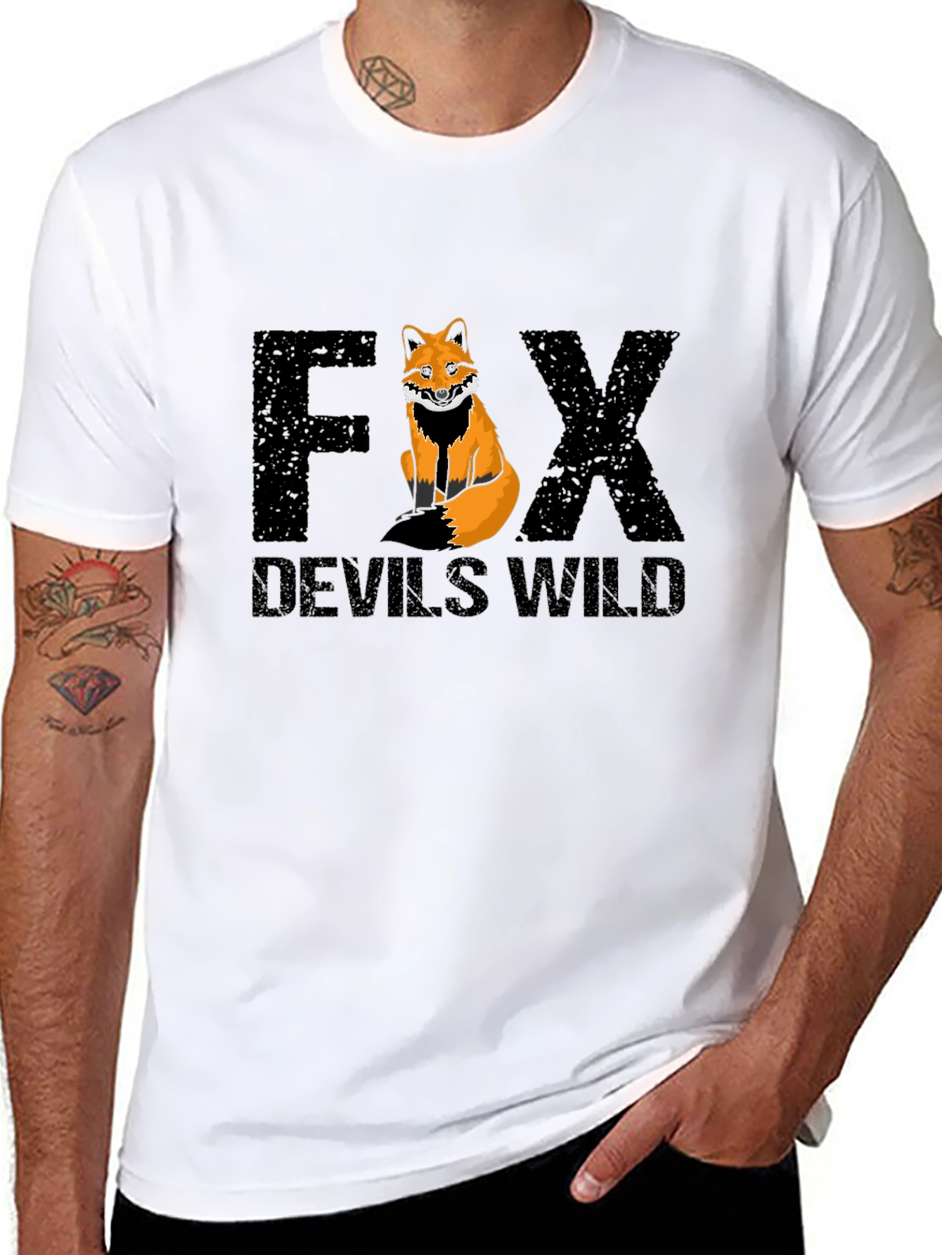 Fox Devils Wild Graphic Print Black T-Shirt