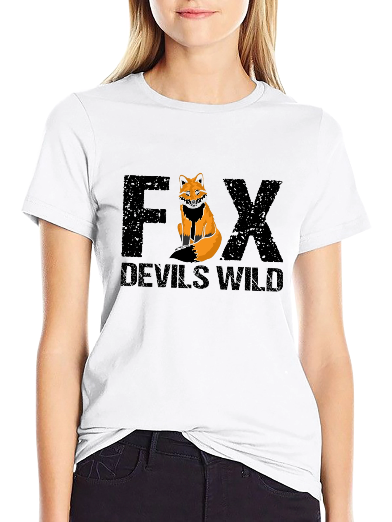 Fox Devils Wild Graphic Print Black T-Shirt