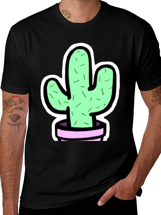 Cactus Graphic Tee - Trendy Black T-Shirt